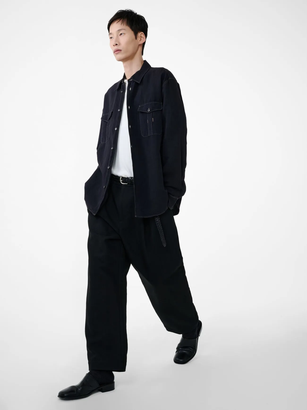 Tuck Cotton Pant in Black sold by Studio Nicholson product image thumbnail 3