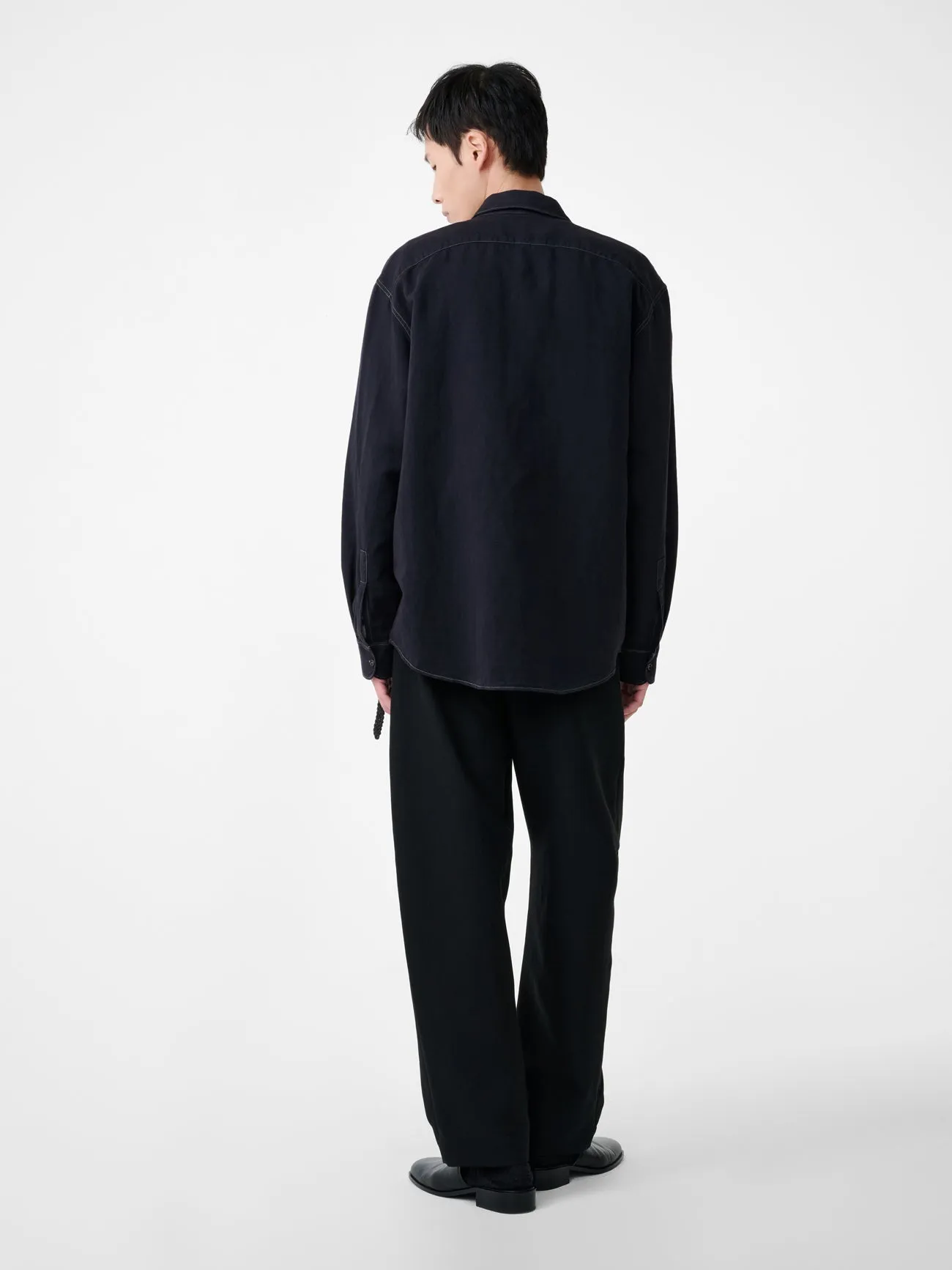Tuck Cotton Pant in Black sold by Studio Nicholson product image thumbnail 4