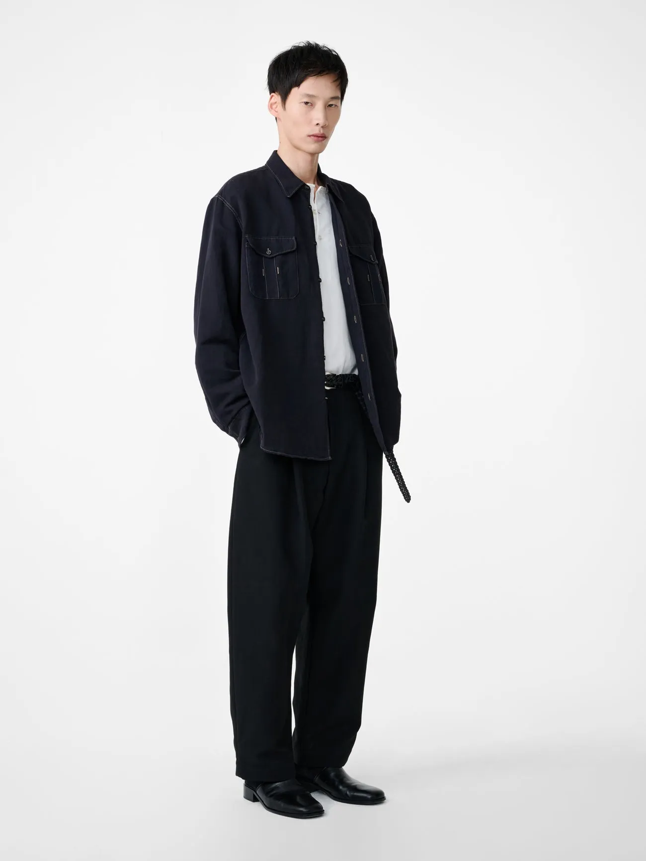 Tuck Cotton Pant in Black sold by Studio Nicholson product image thumbnail 2