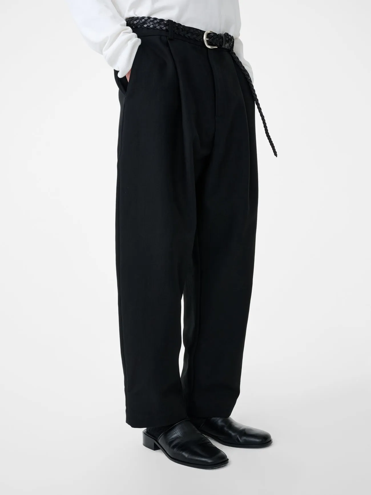 Tuck Cotton Pant in Black sold by Studio Nicholson product image thumbnail 5