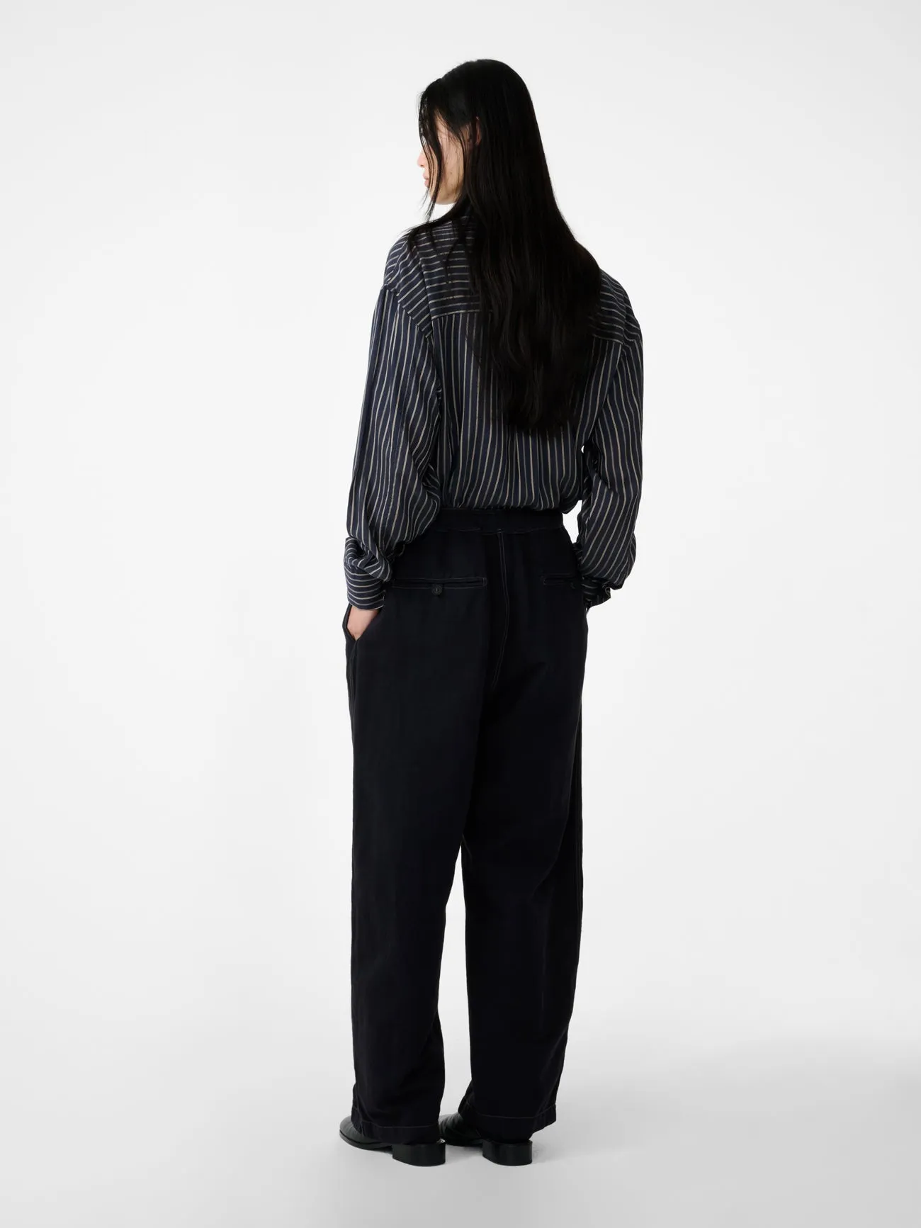 Rouen Shirt in Indigo Stripe sold by Studio Nicholson product image thumbnail 3