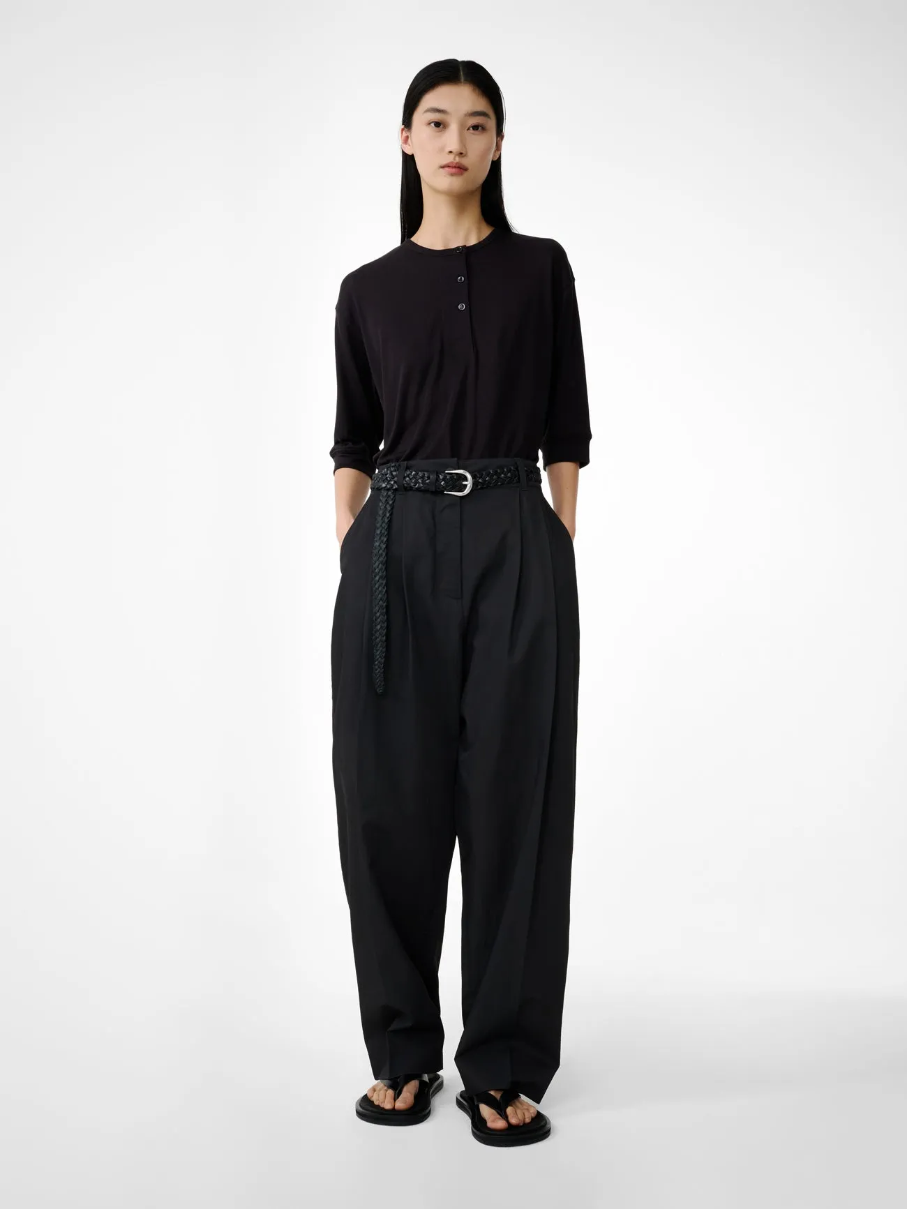 Acuna Viscose Pant in Coal sold by Studio Nicholson
