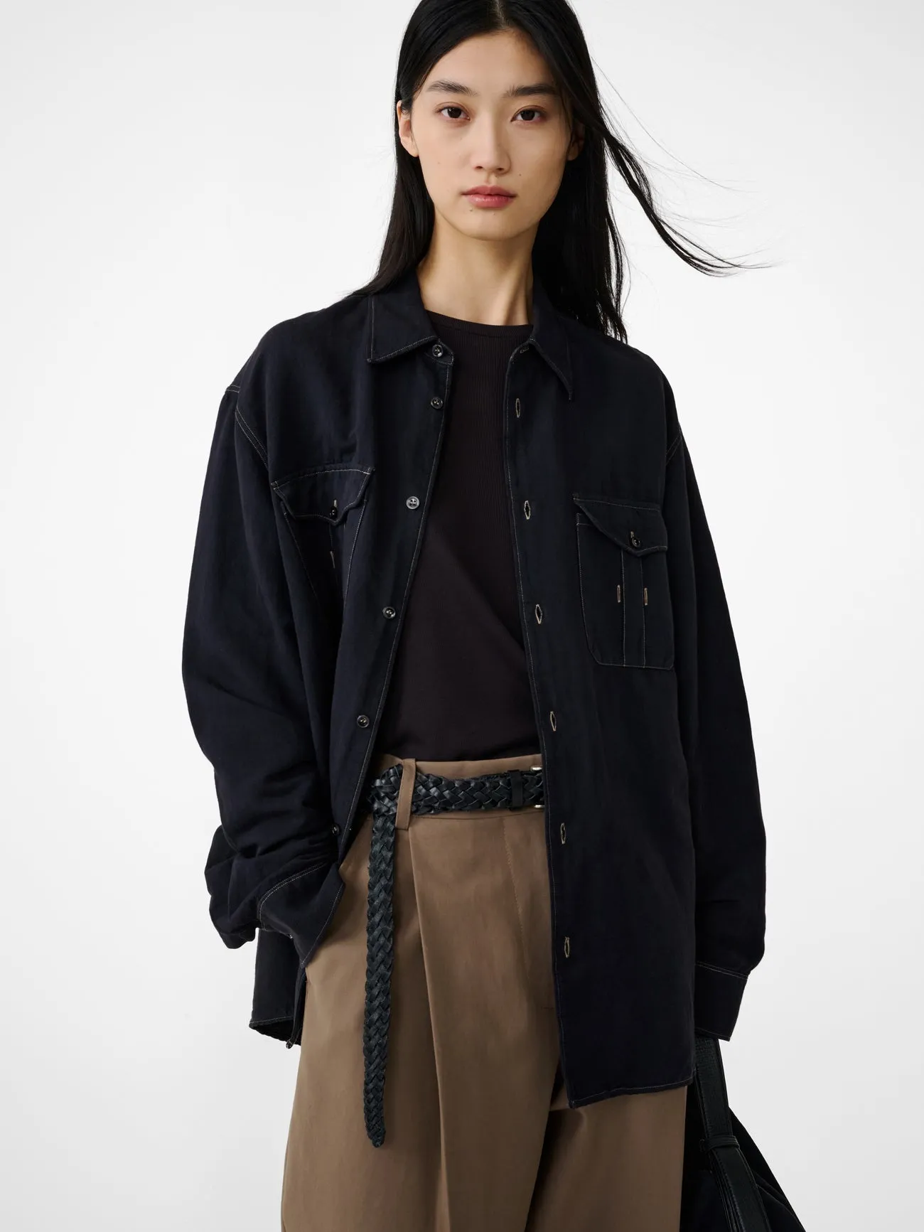 Louro Shirt in Black Grape sold by Studio Nicholson product image thumbnail 2