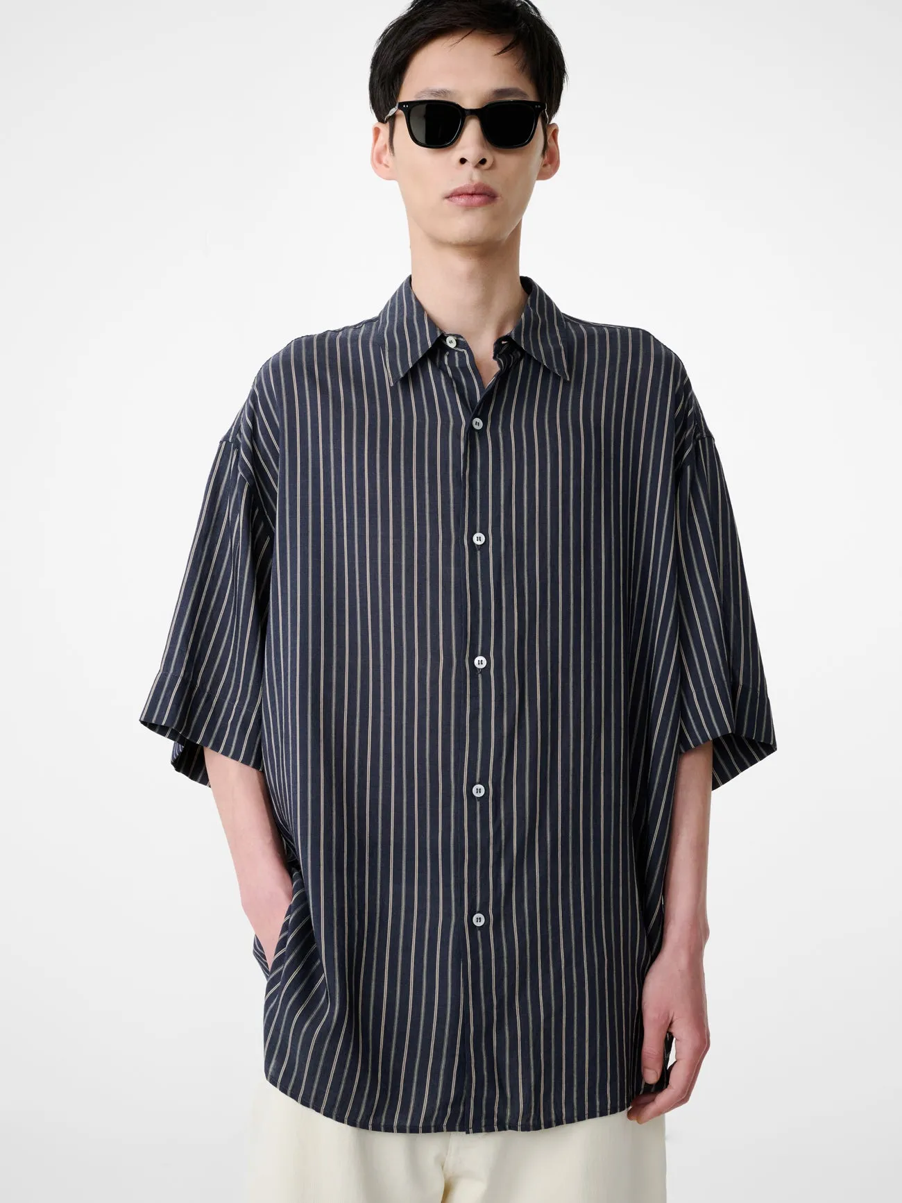 Sorono Shirt in Indigo Stripe sold by Studio Nicholson product image thumbnail 5