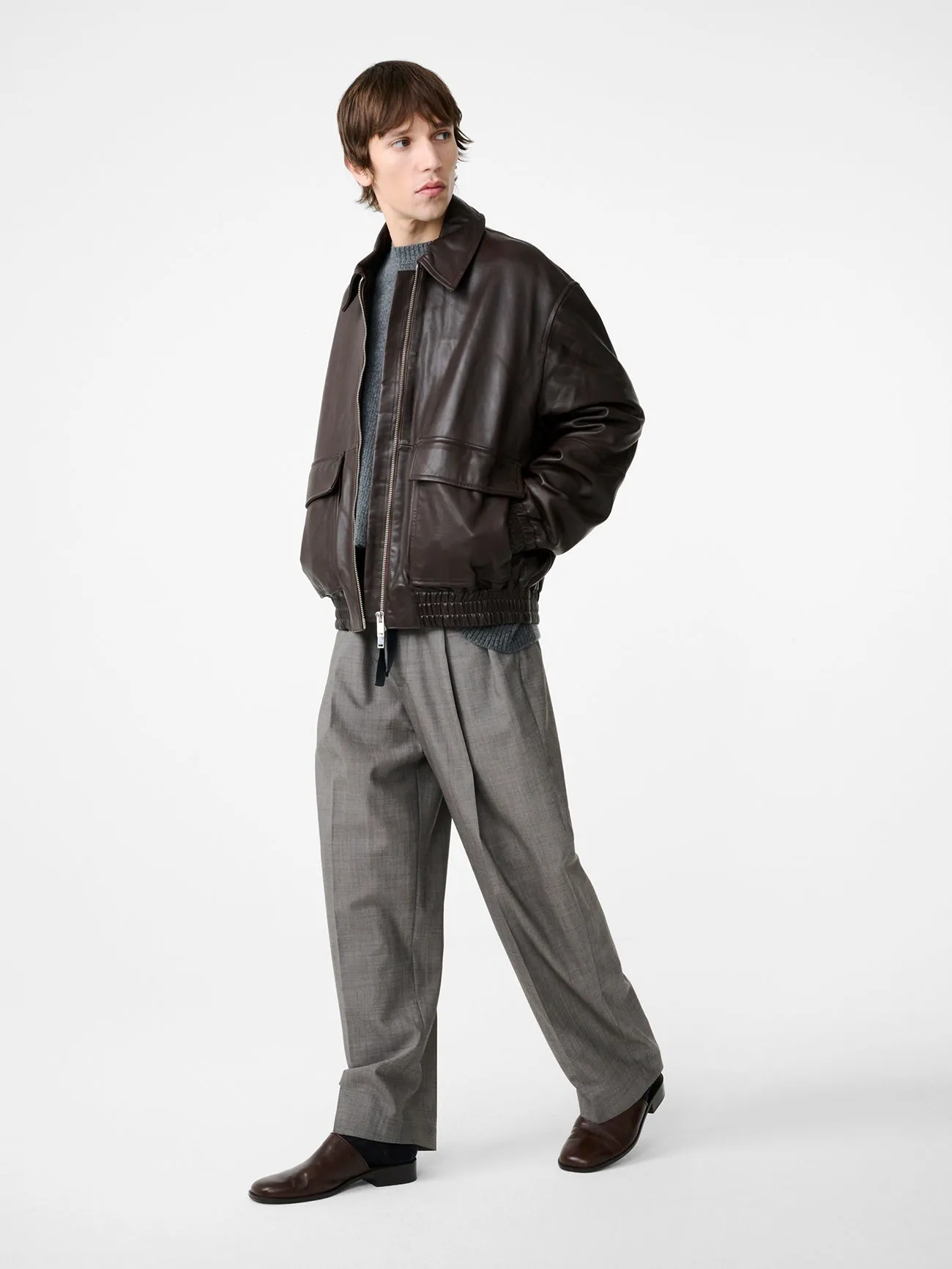 Noam Tropical Wool Pant in Warm Grey sold by Studio Nicholson product image thumbnail 3
