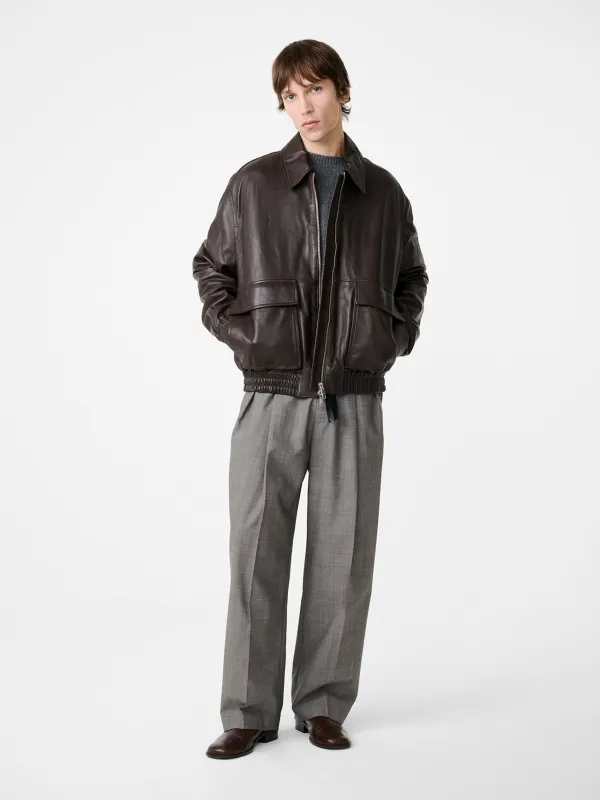 Noam Tropical Wool Pant in Warm Grey sold by Studio Nicholson