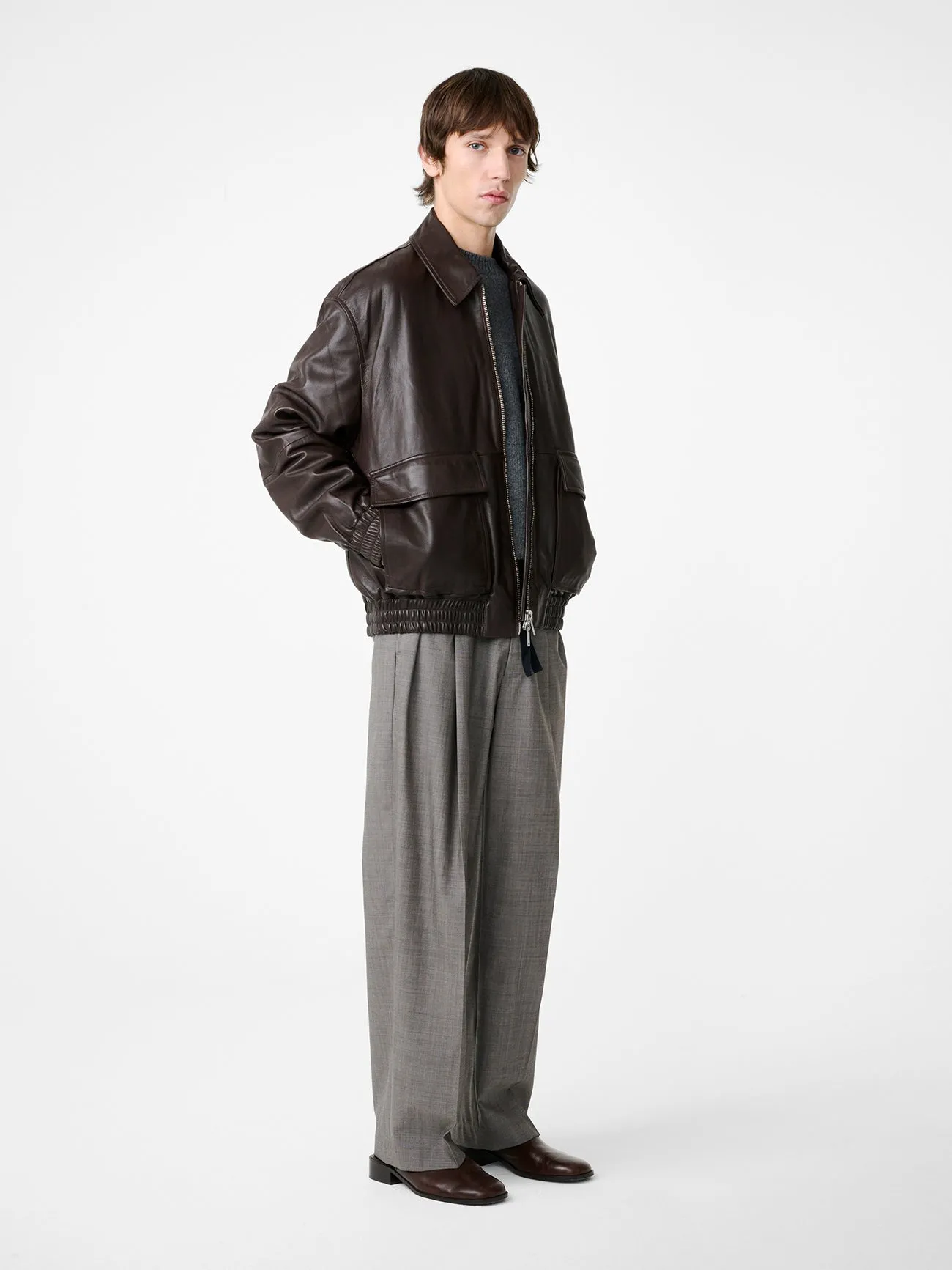 Noam Tropical Wool Pant in Warm Grey sold by Studio Nicholson product image thumbnail 2