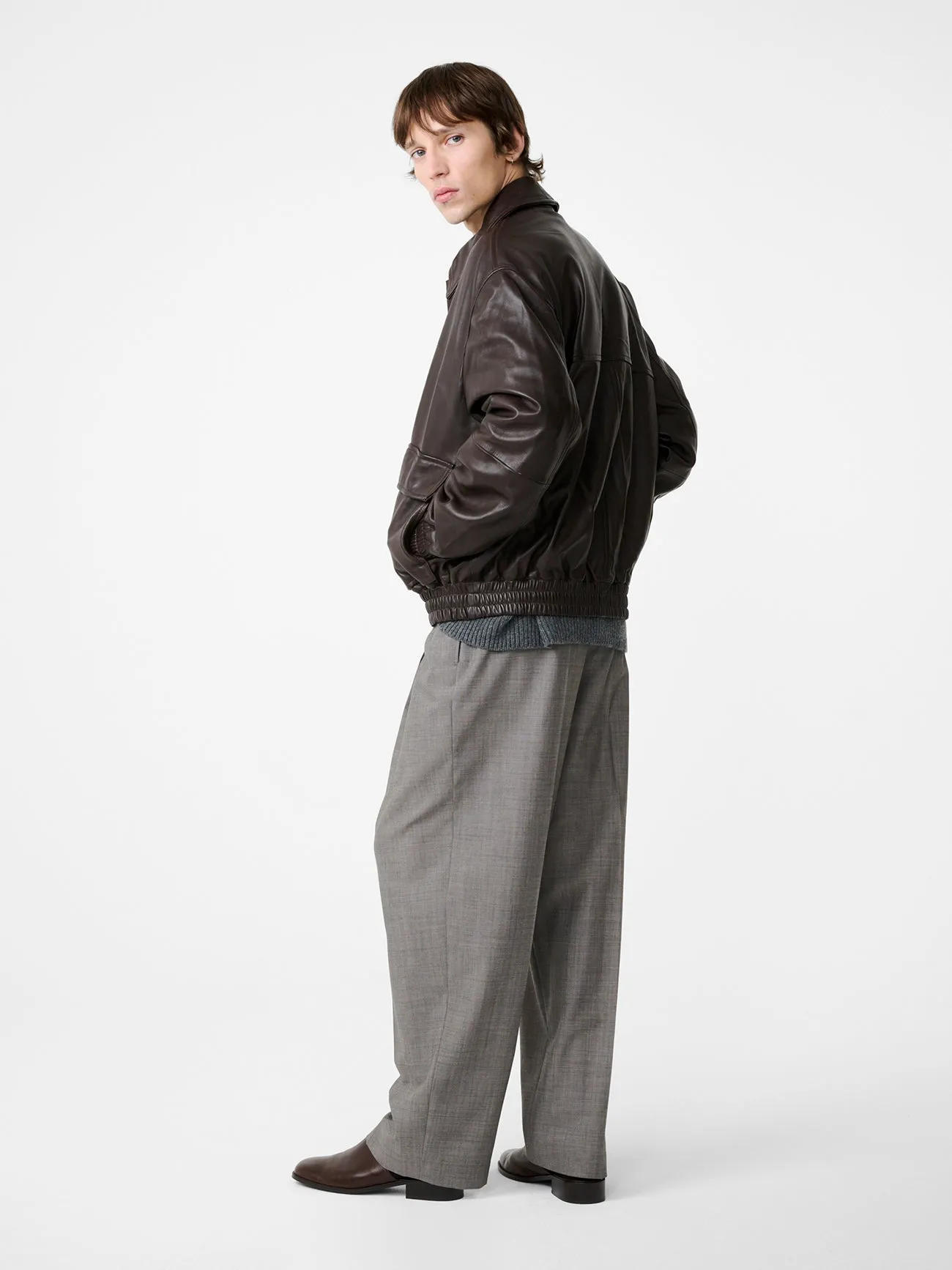 Noam Tropical Wool Pant in Warm Grey sold by Studio Nicholson product image thumbnail 4