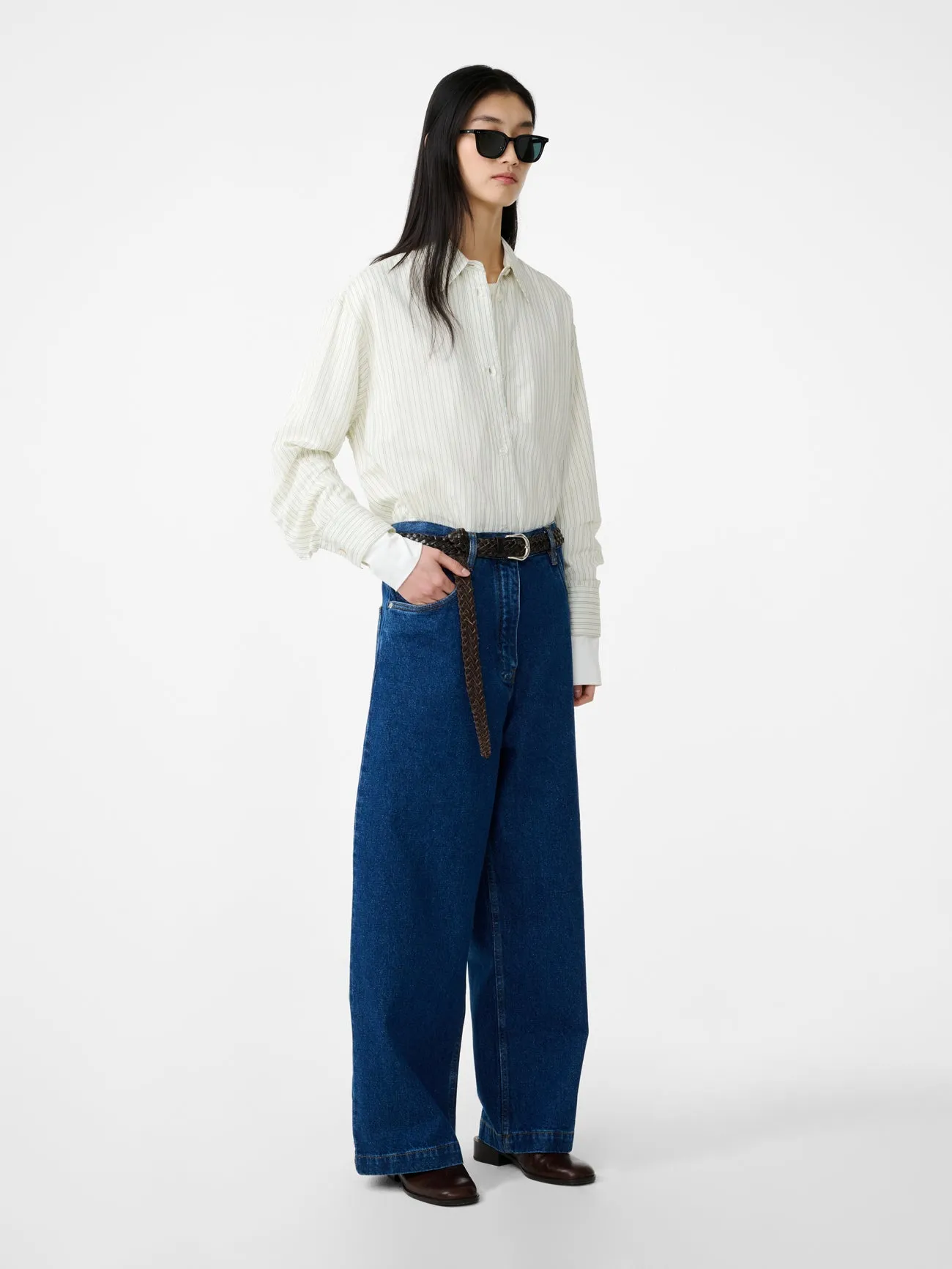 Rouen Shirt in Parchment Stripe sold by Studio Nicholson product image thumbnail 3