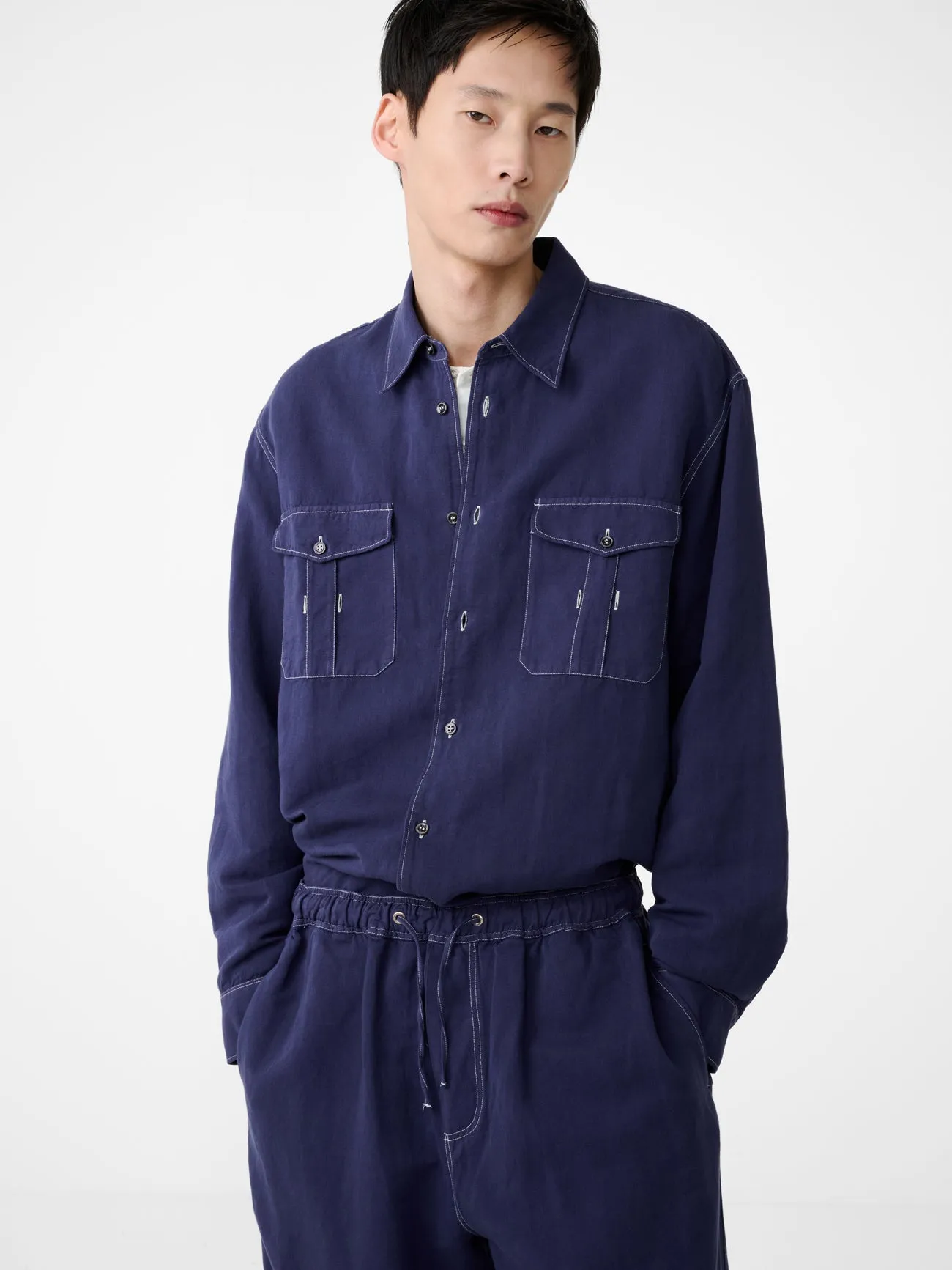 Louro Shirt in Indigo sold by Studio Nicholson