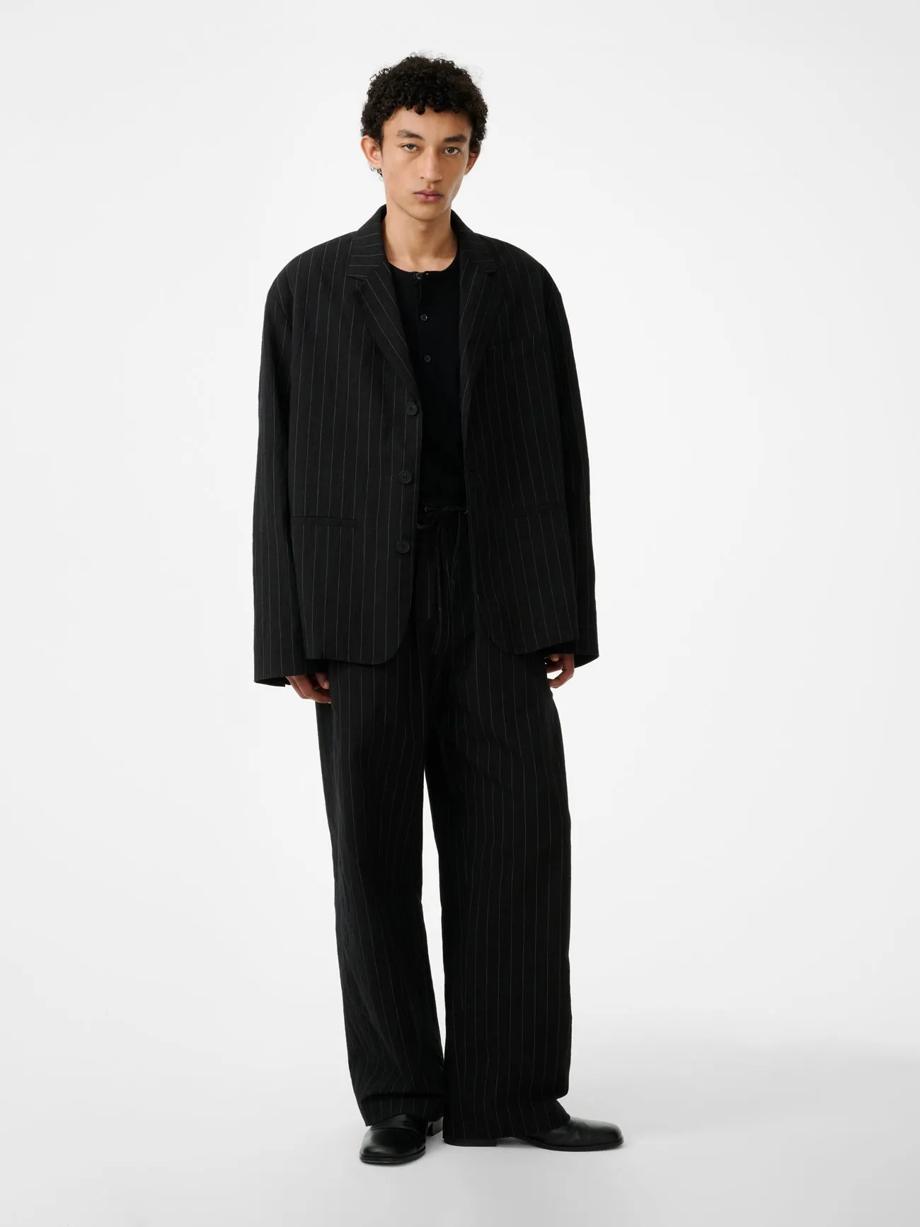 Sonny Pinstripe Pant in Black sold by Studio Nicholson product image thumbnail 3