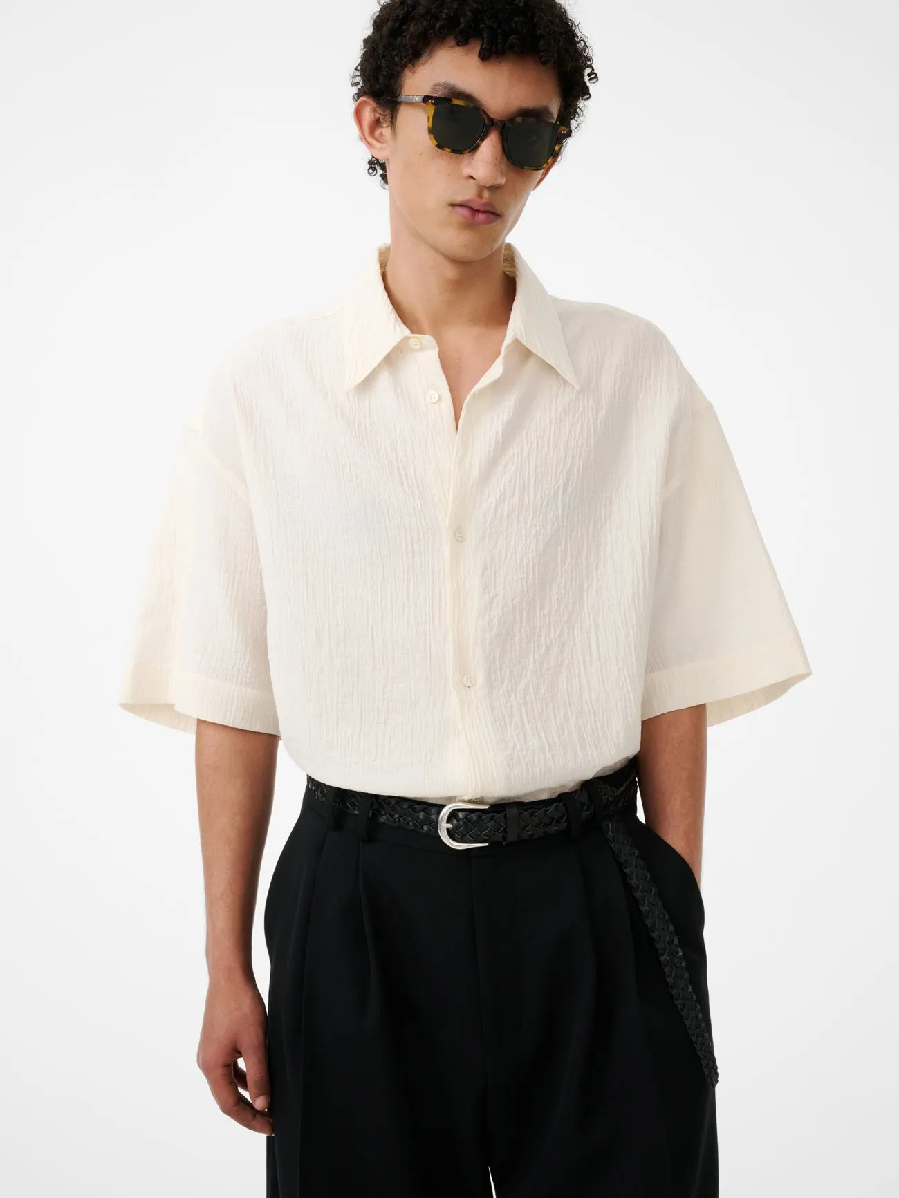 Sanko Matelasse Shirt in Milk sold by Studio Nicholson product image thumbnail 2