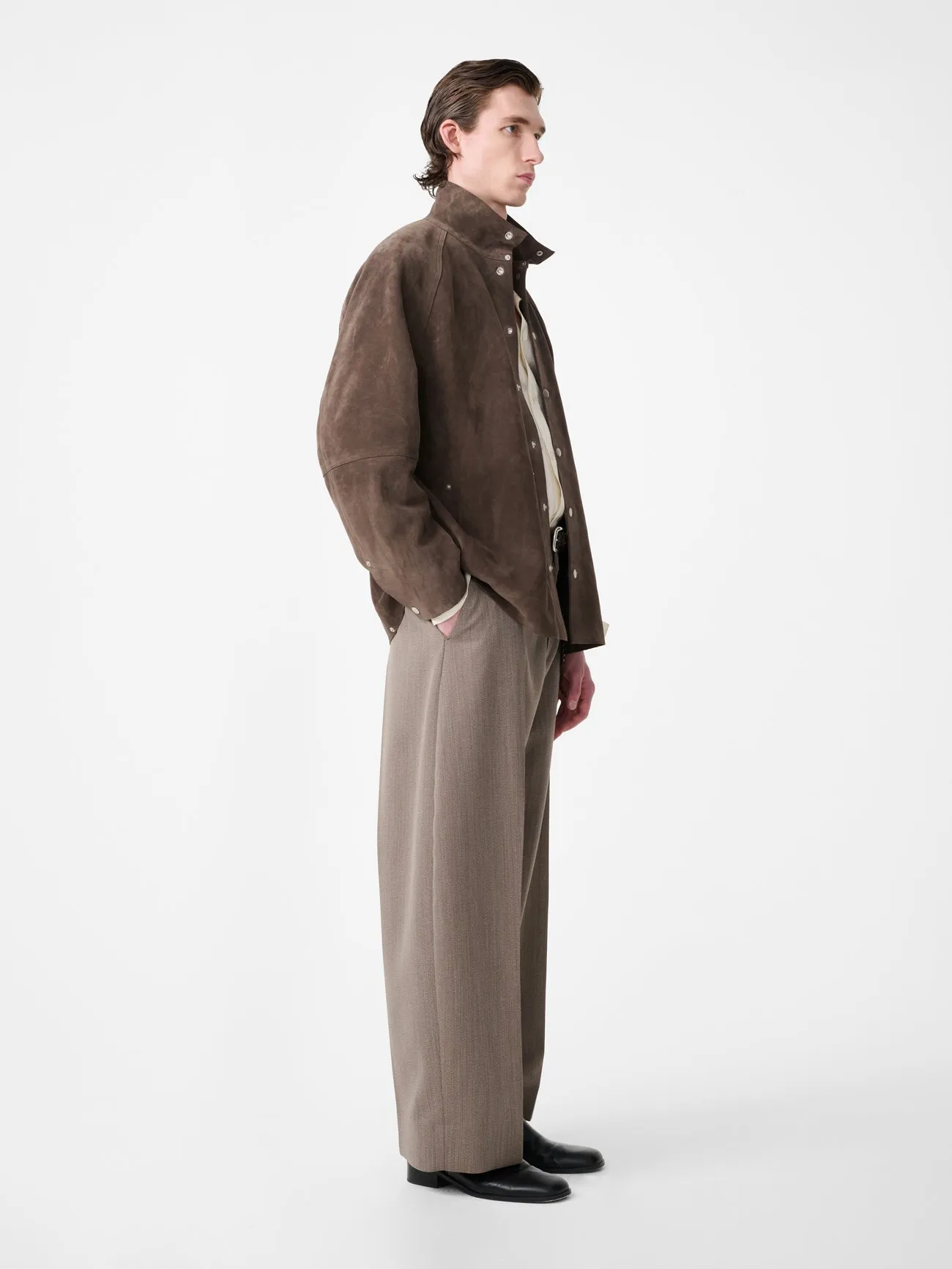 Men's Dash Suede Jacket in Grey sold by Studio Nicholson product image thumbnail 4