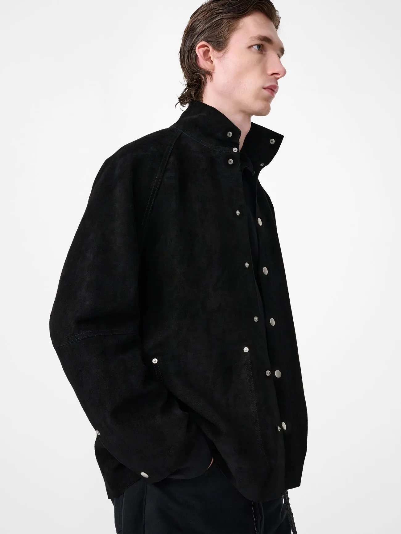 Men's Dash Suede Jacket in Black sold by Studio Nicholson
