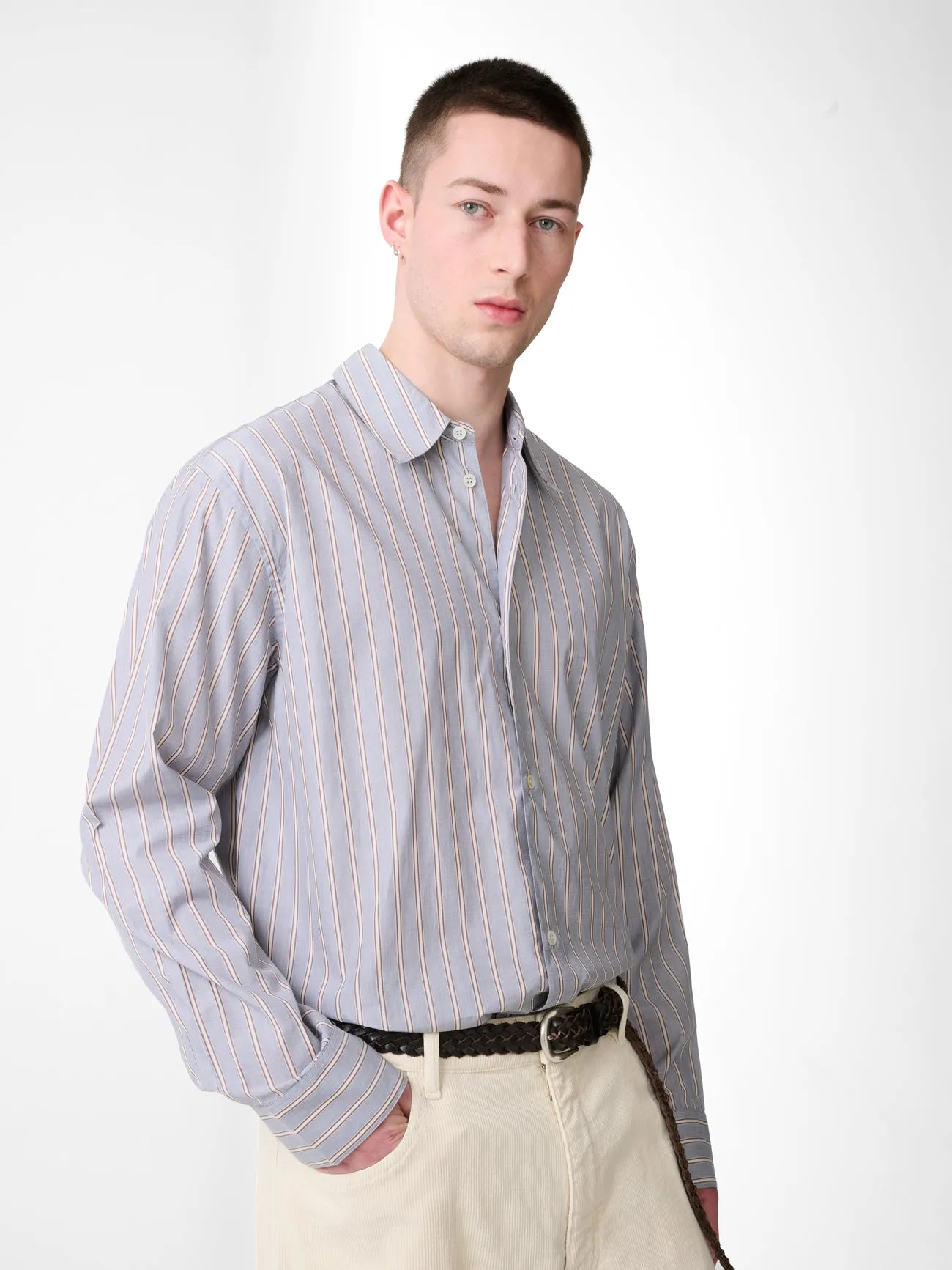 View Shirt in Grey / Brown Stripe sold by Studio Nicholson product image thumbnail 2