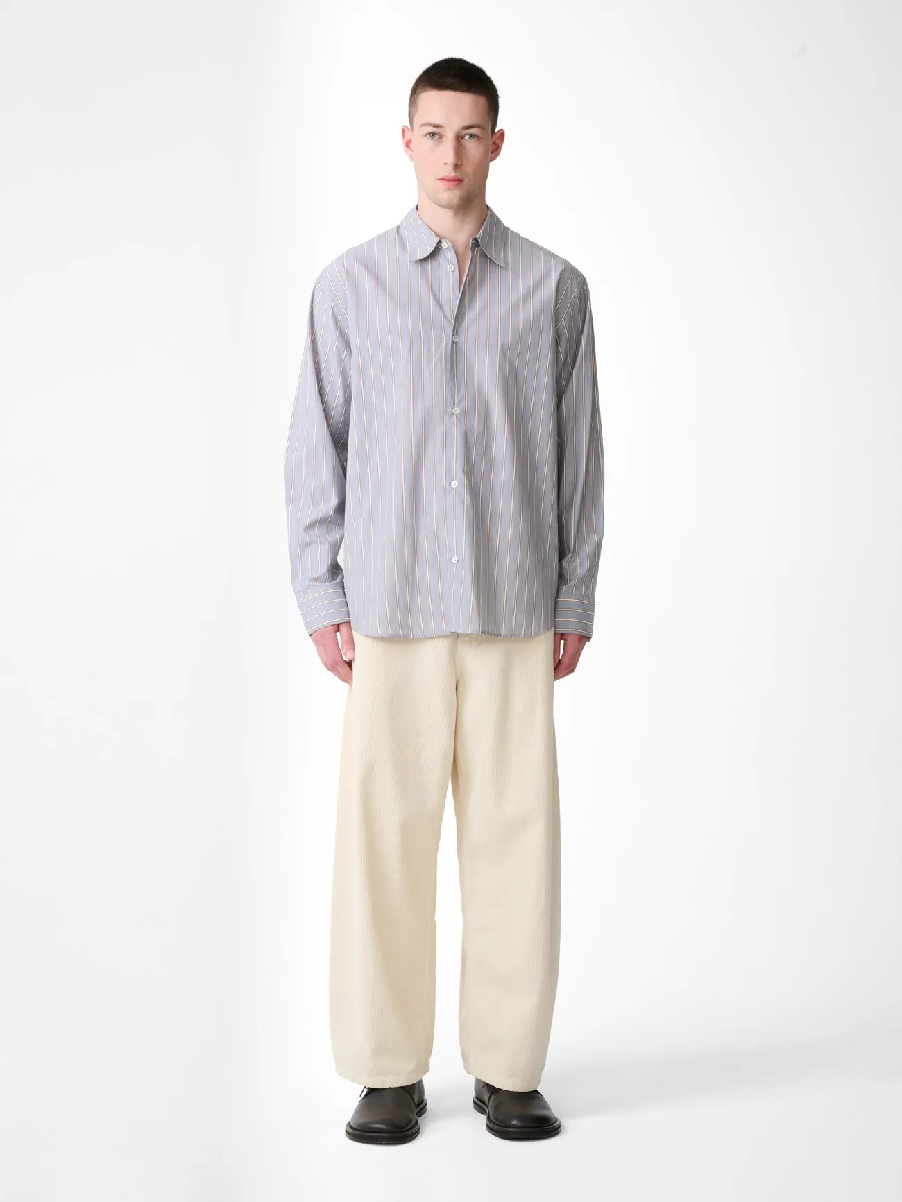 View Shirt in Grey / Brown Stripe sold by Studio Nicholson product image thumbnail 4