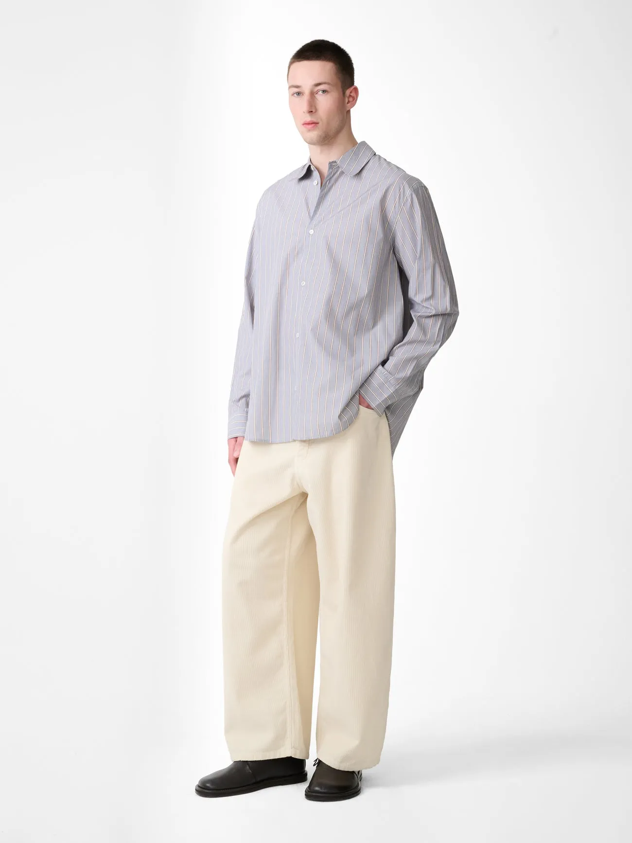 View Shirt in Grey / Brown Stripe sold by Studio Nicholson product image thumbnail 5