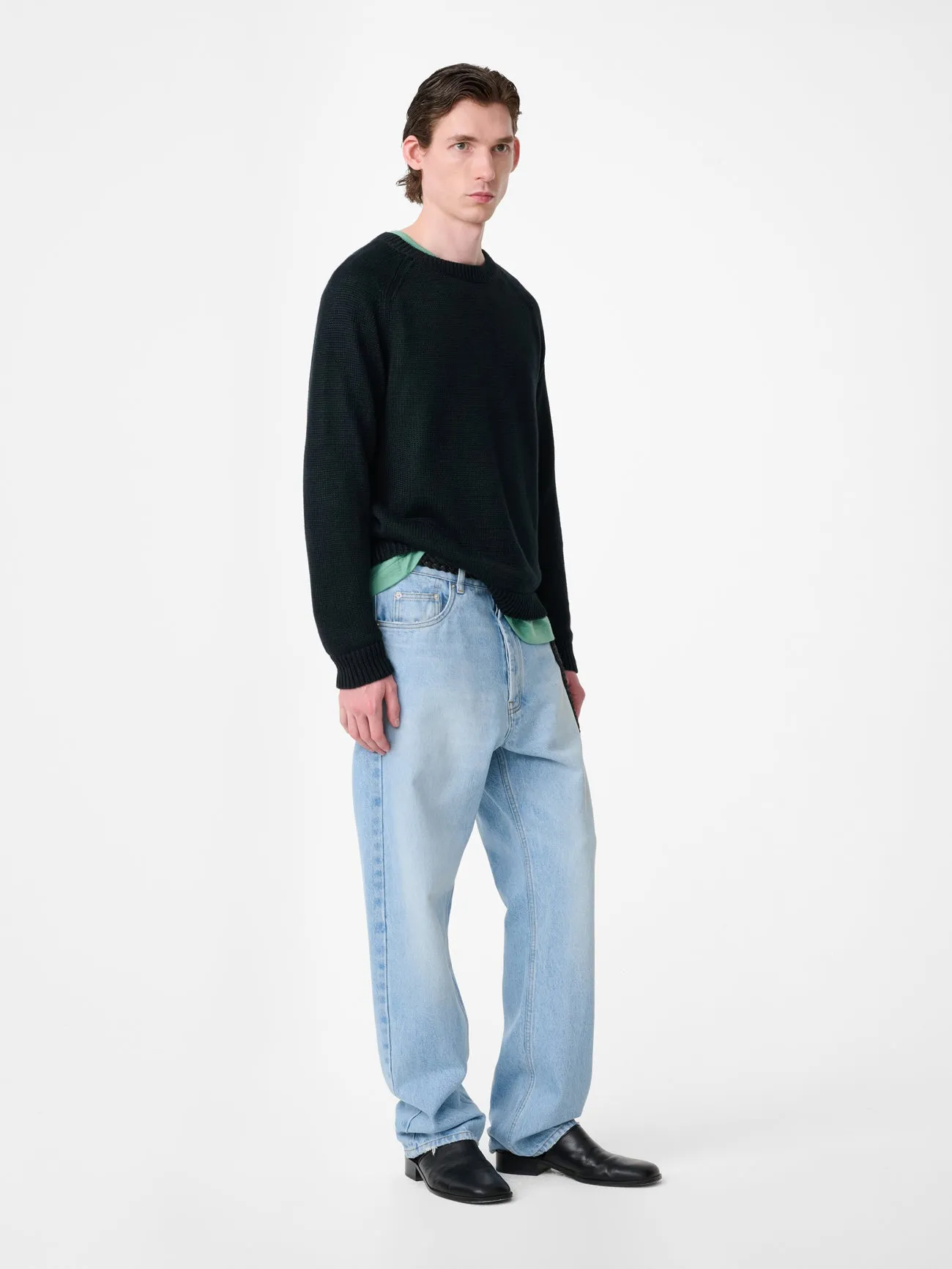 Riso Denim Pant in Bleached Wash sold by Studio Nicholson product image thumbnail 3