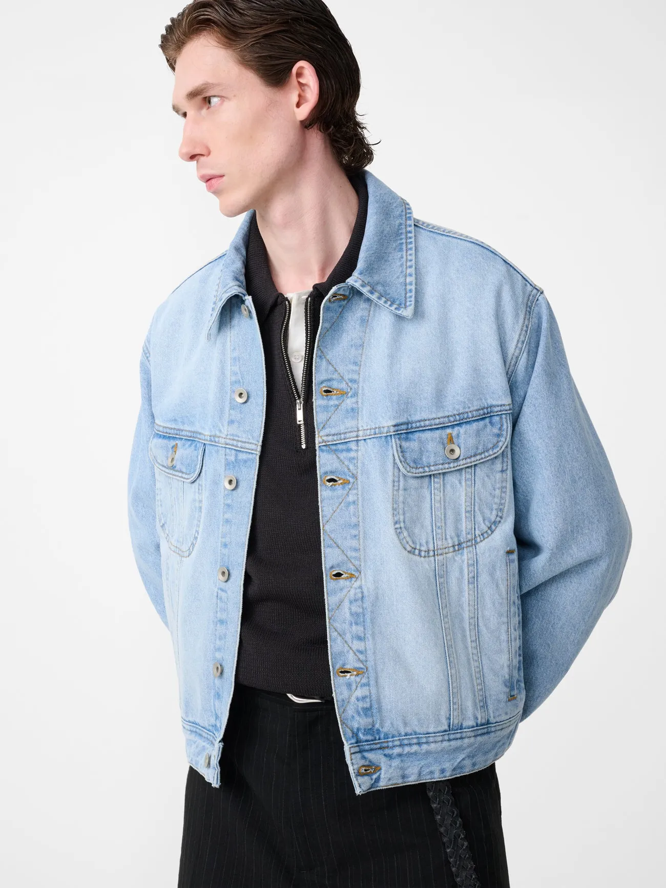 Derby Denim Jacket in Bleached Wash sold by Studio Nicholson