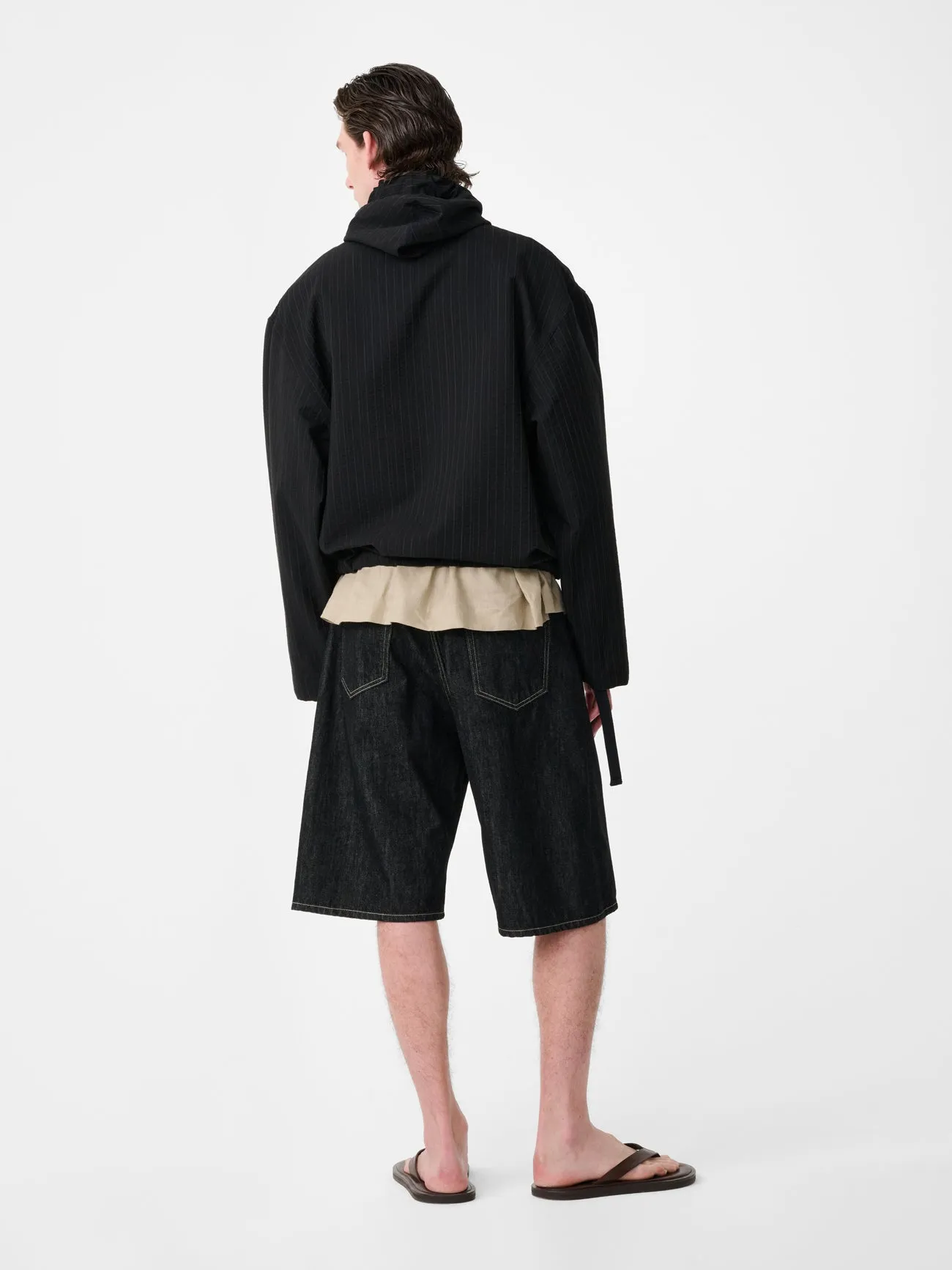 Marylebone Denim Short in Black / White Weft sold by Studio Nicholson product image thumbnail 3