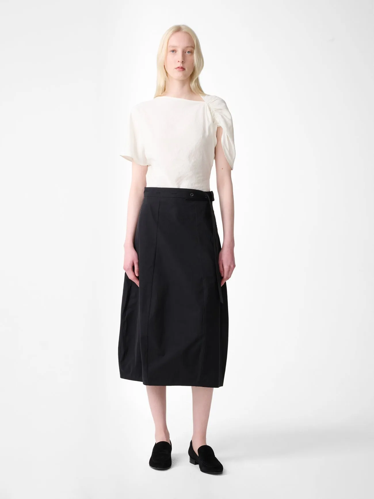 Orcha Cotton Skirt in Black sold by Studio Nicholson