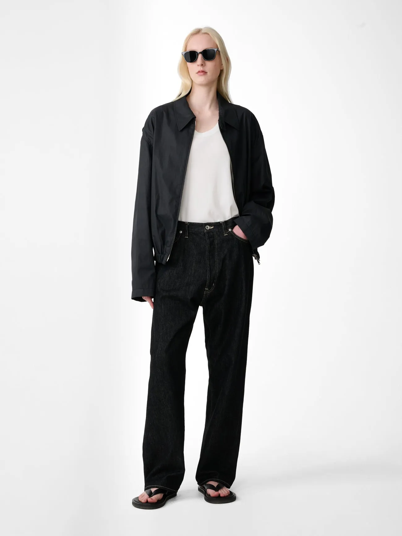 Marylebone Denim Pant in Black / White Weft sold by Studio Nicholson product image thumbnail 4