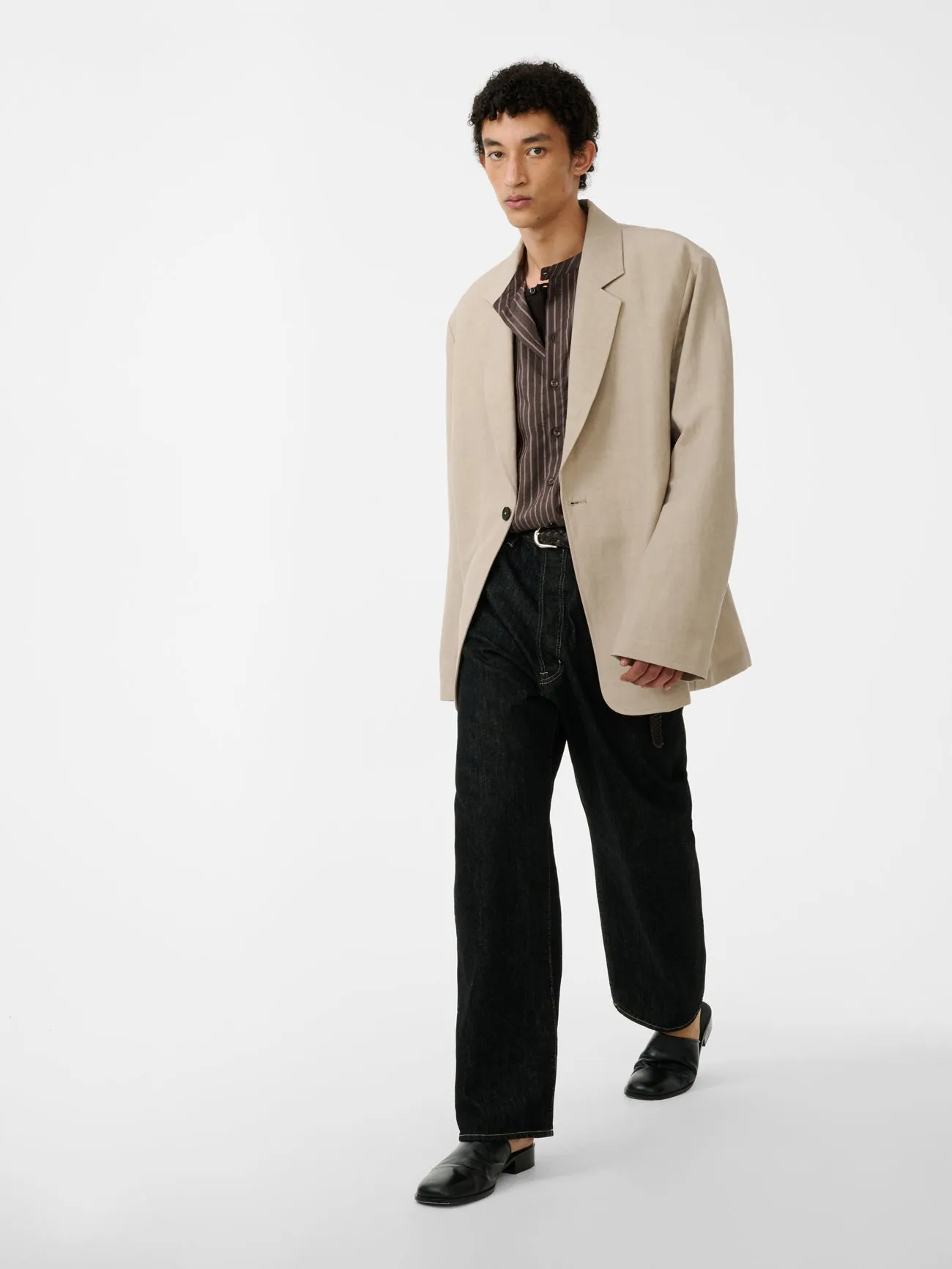 Marylebone Denim Pant in Black / White Weft sold by Studio Nicholson product image thumbnail 2
