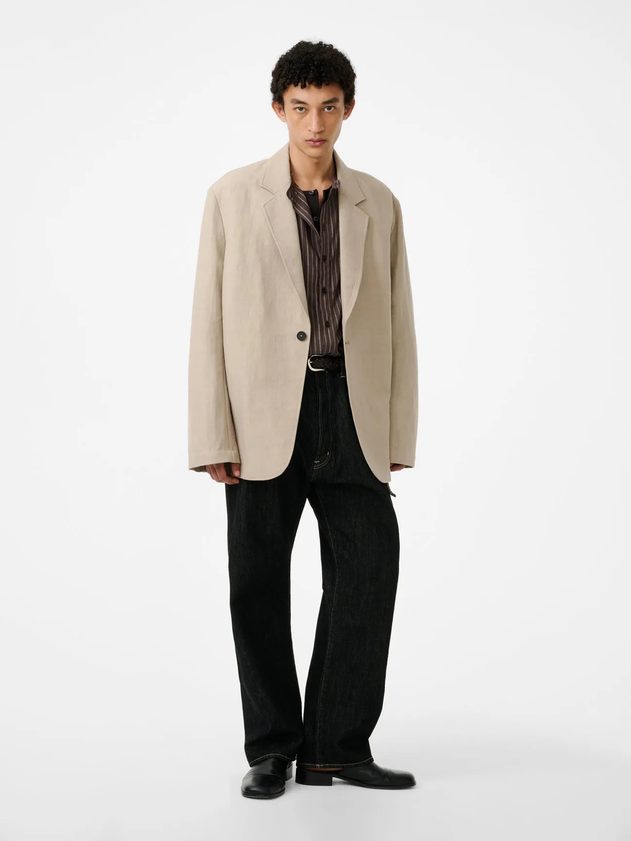 Marylebone Denim Pant in Black / White Weft sold by Studio Nicholson product image thumbnail 3