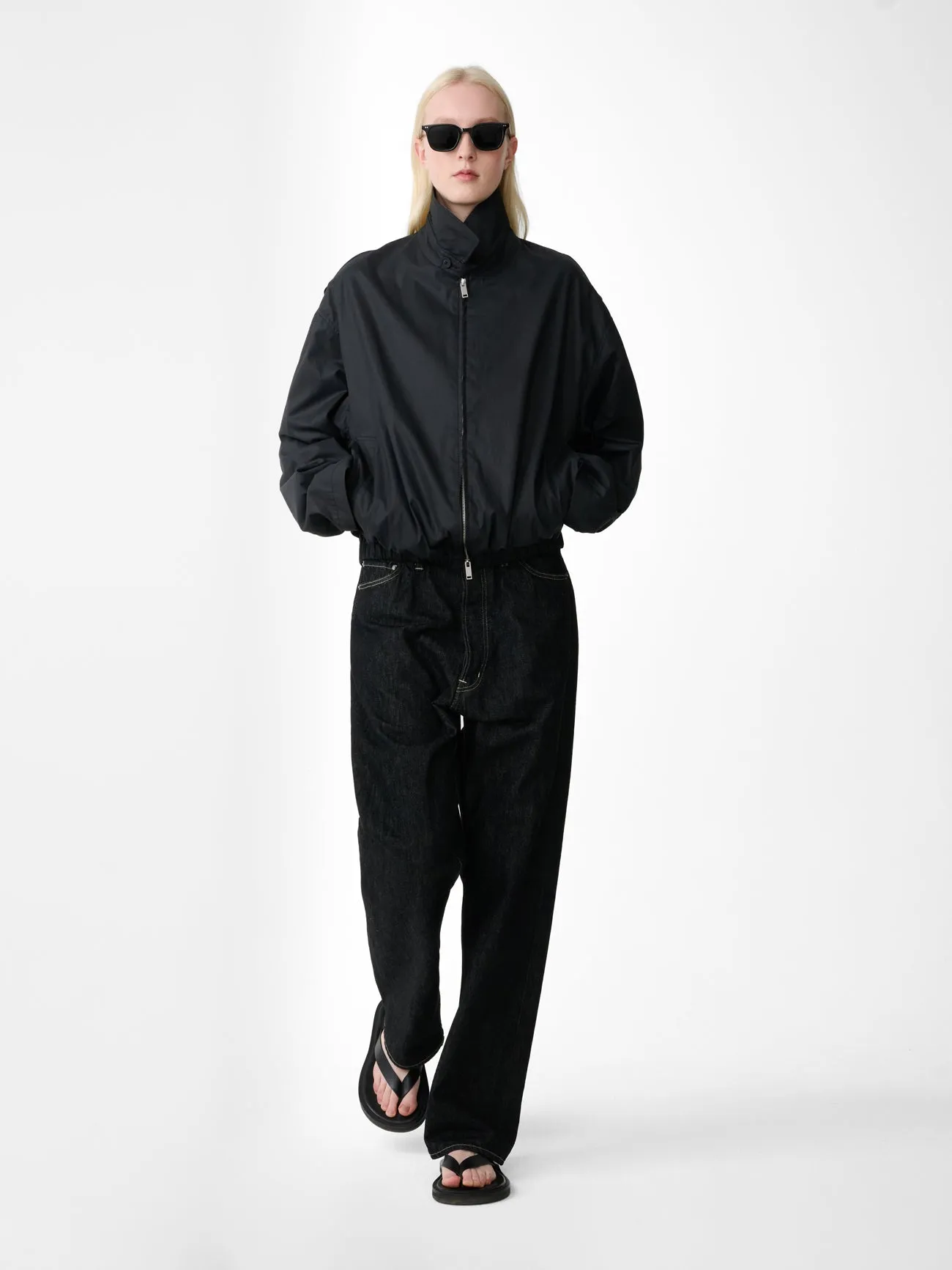 Marylebone Denim Pant in Black / White Weft sold by Studio Nicholson