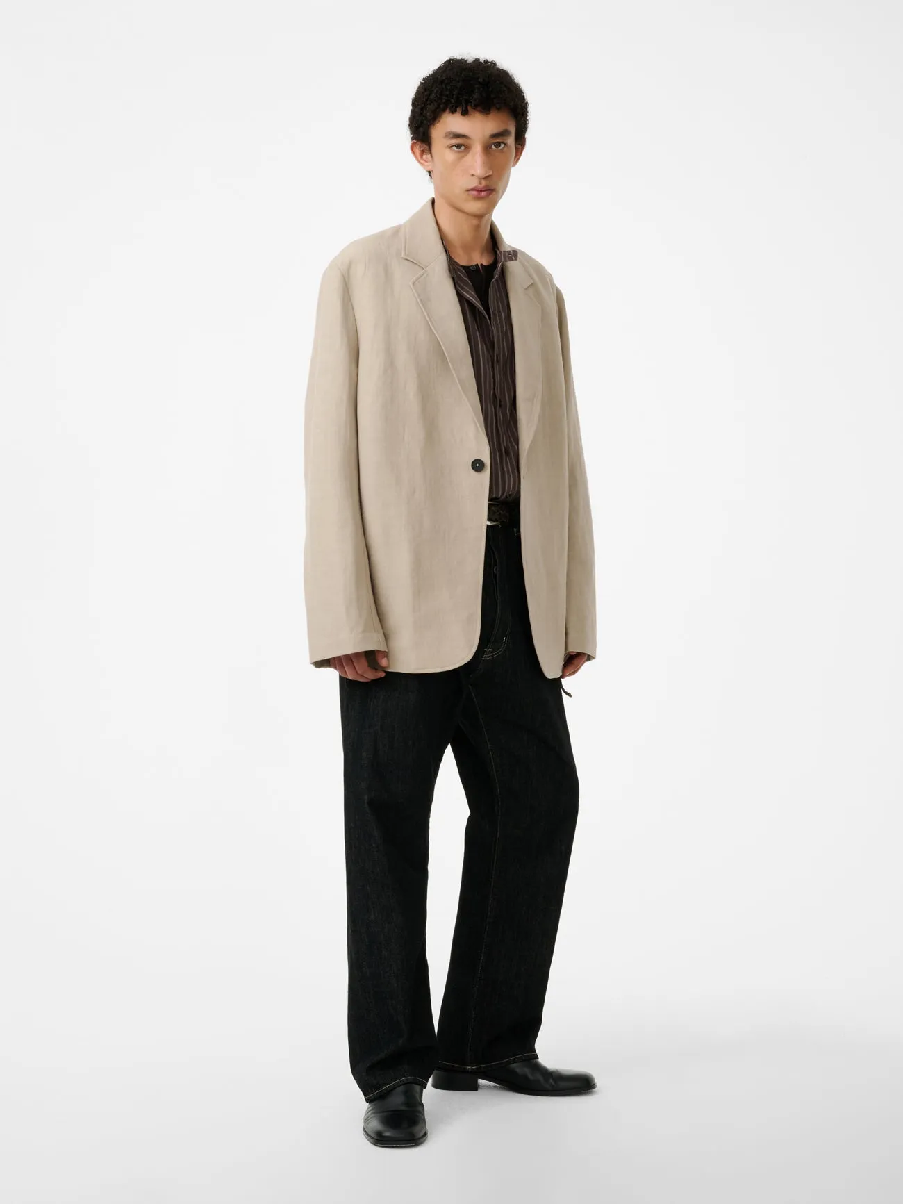 Marylebone Denim Pant in Black / White Weft sold by Studio Nicholson product image thumbnail 5