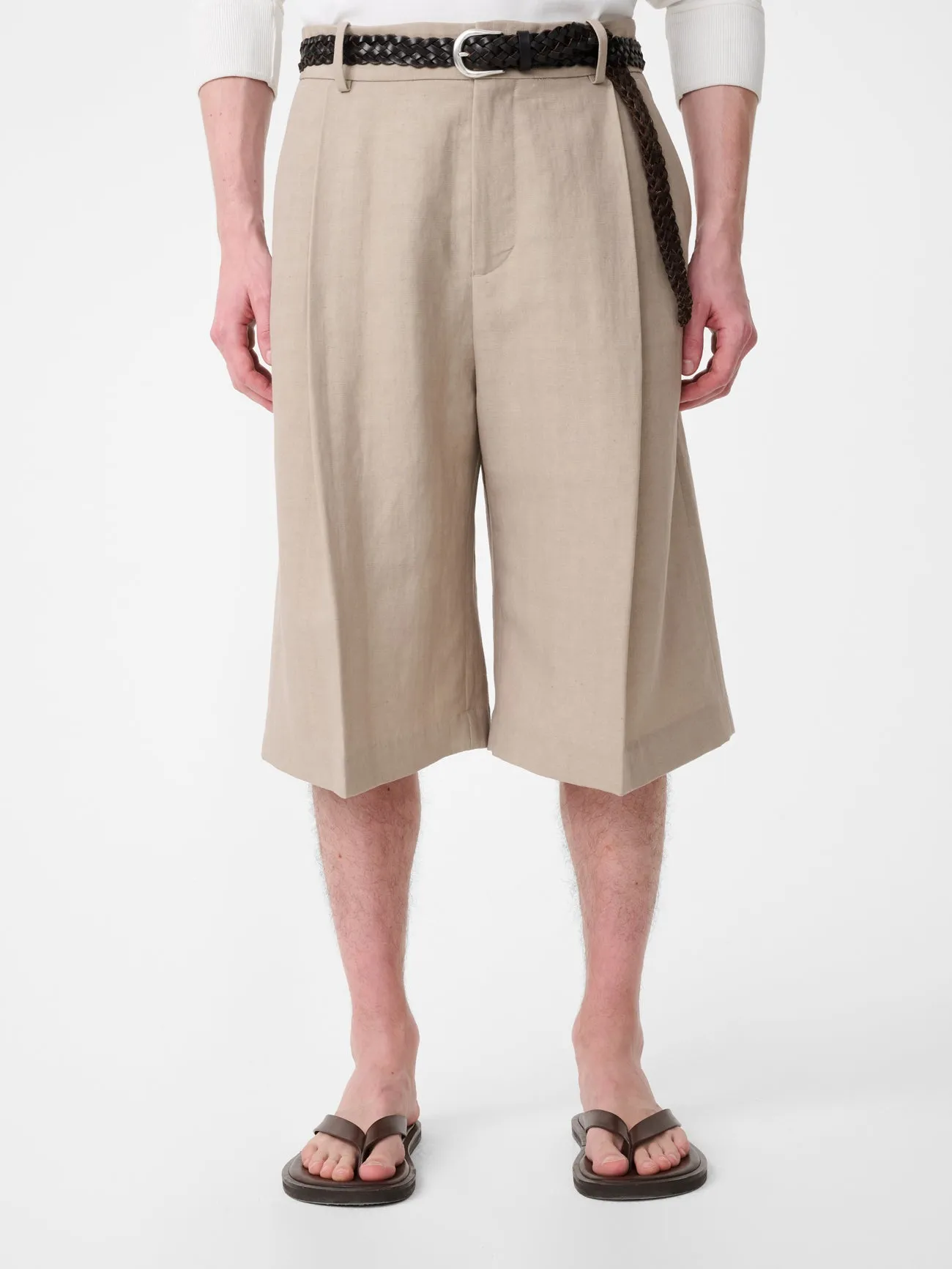 Fowld Linen Short in Sand sold by Studio Nicholson product image thumbnail 5