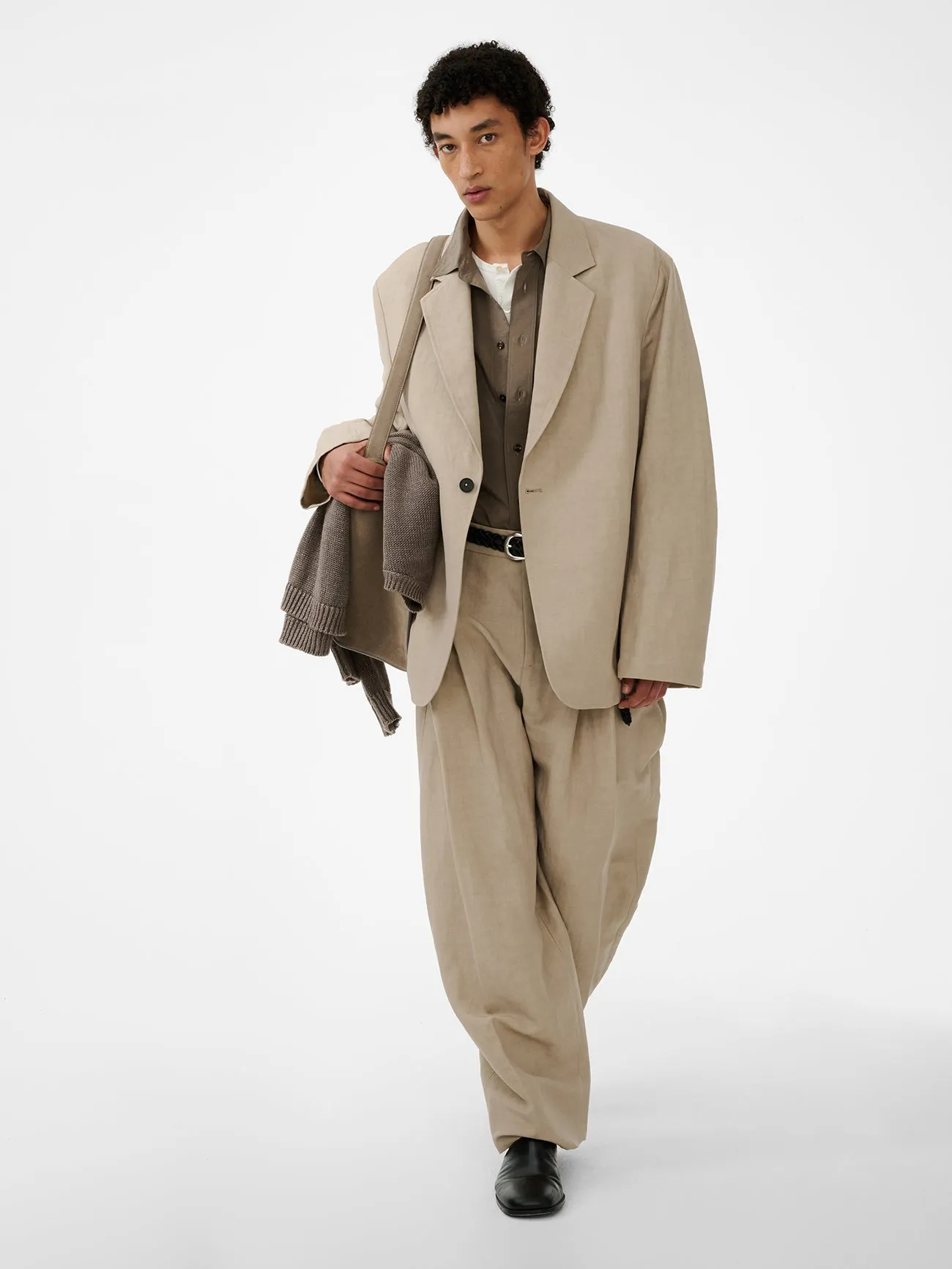 Denison Linen Jacket in Sand sold by Studio Nicholson