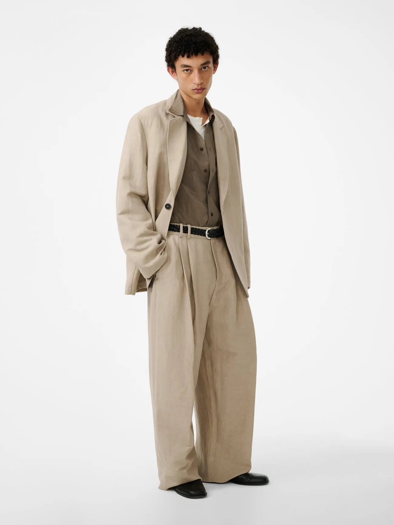 Denison Linen Jacket in Sand sold by Studio Nicholson product image thumbnail 5