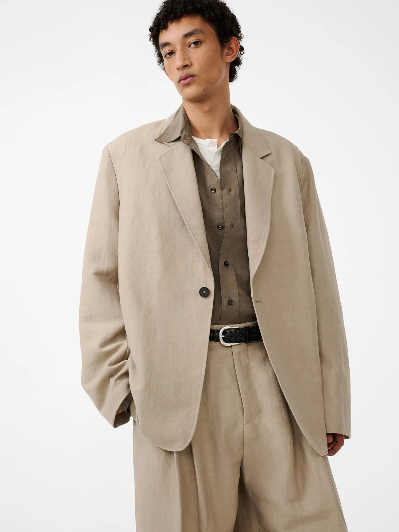 Denison Linen Jacket in Sand sold by Studio Nicholson product image thumbnail 2
