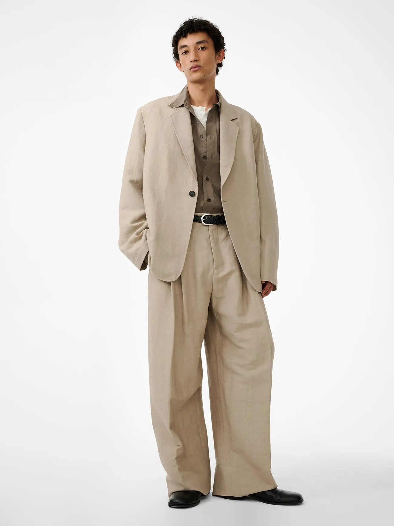 Denison Linen Jacket in Sand sold by Studio Nicholson product image thumbnail 3
