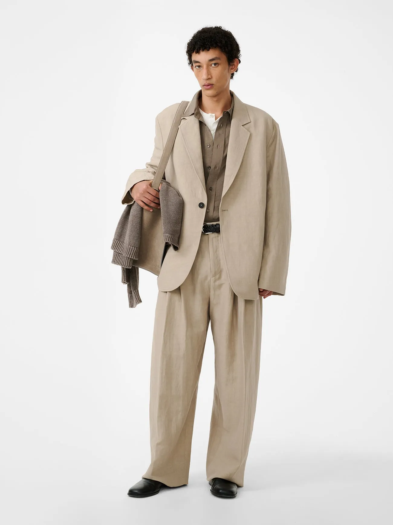 Denison Linen Jacket in Sand sold by Studio Nicholson product image thumbnail 4