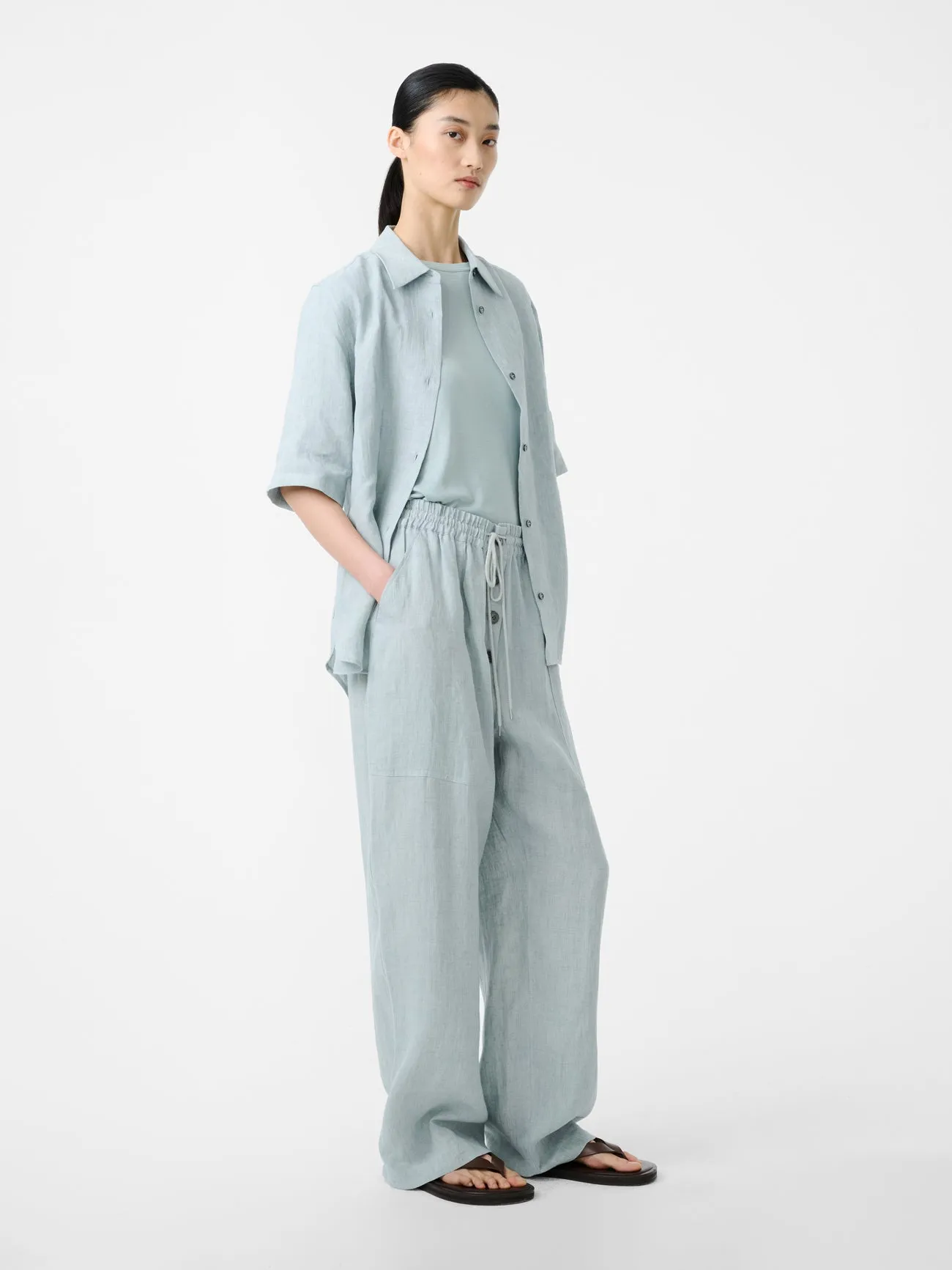 Estes Linen Shirt in Spearmint sold by Studio Nicholson product image thumbnail 3