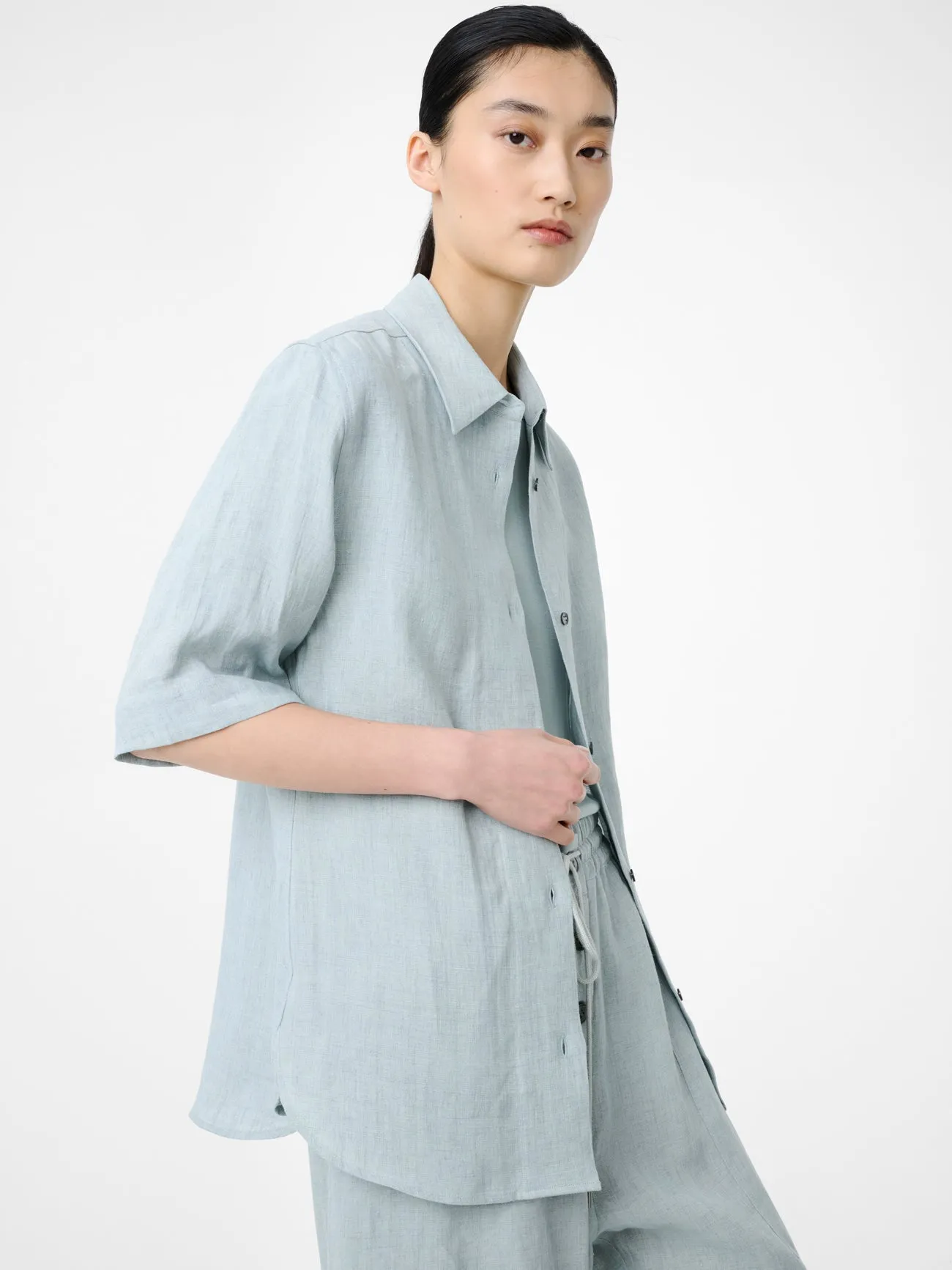 Estes Linen Shirt in Spearmint sold by Studio Nicholson product image thumbnail 2