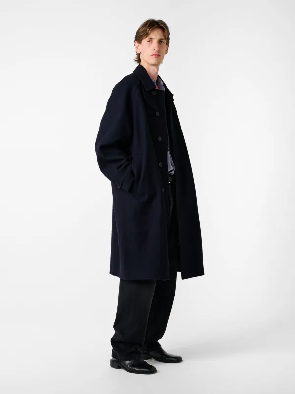 Cabo Wool Coat in Dark Navy made by Studio Nicholson