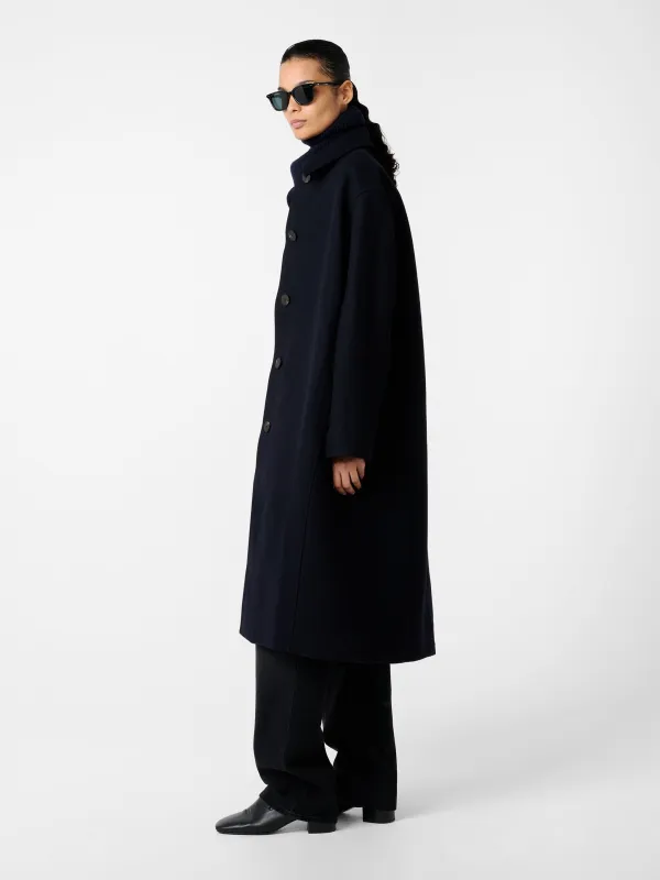 Ria Wool Coat in Dark Navy made by Studio Nicholson