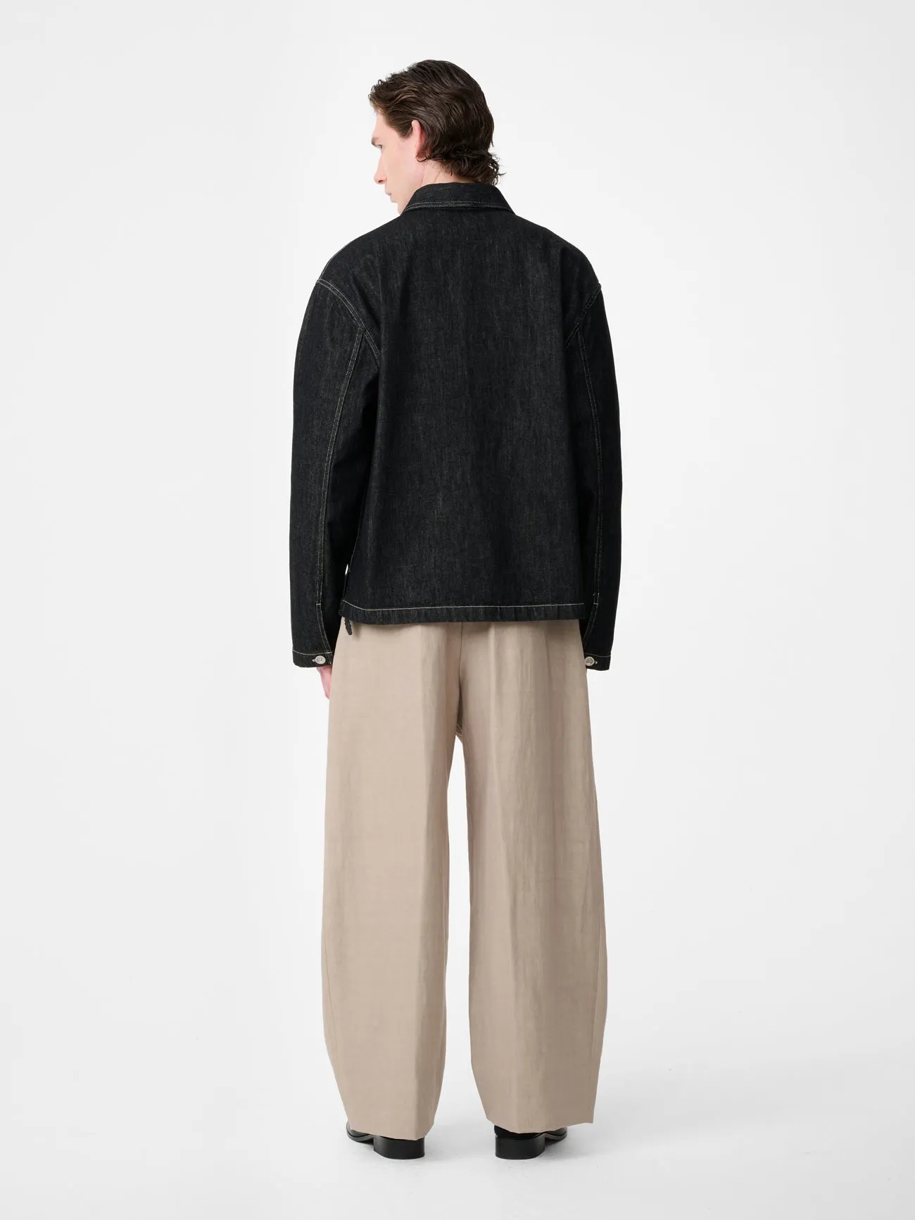 York Denim Polo Shirt in Black / White Weft sold by Studio Nicholson product image thumbnail 5