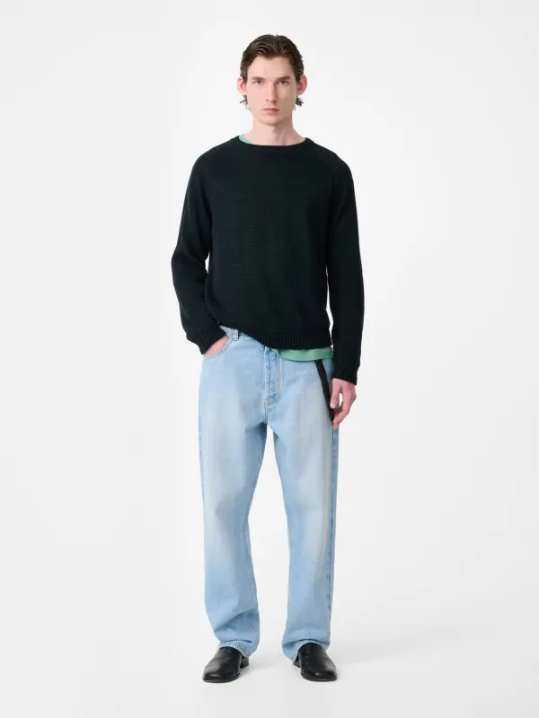 Riso Straight Leg Denim Pant in Bleached Wash made by Studio Nicholson