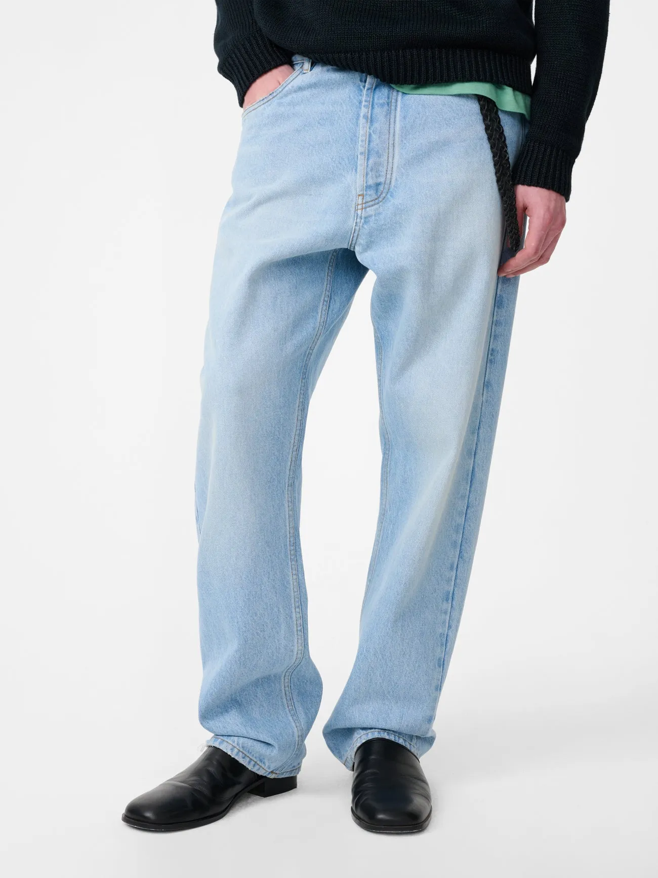 Riso Straight Leg Denim Pant in Bleached Wash sold by Studio Nicholson product image thumbnail 5