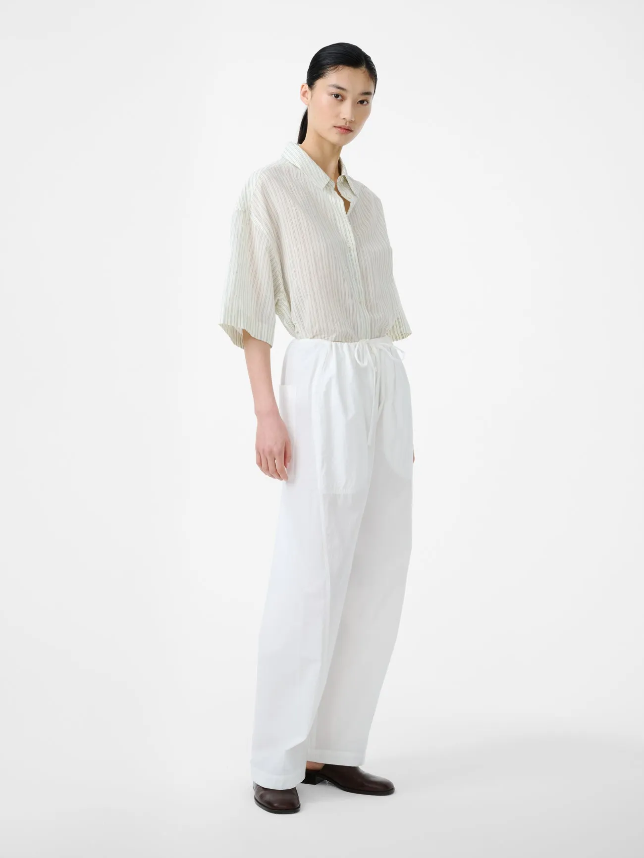 Merle Short Sleeve Shirt in Parchment Stripe sold by Studio Nicholson product image thumbnail 2