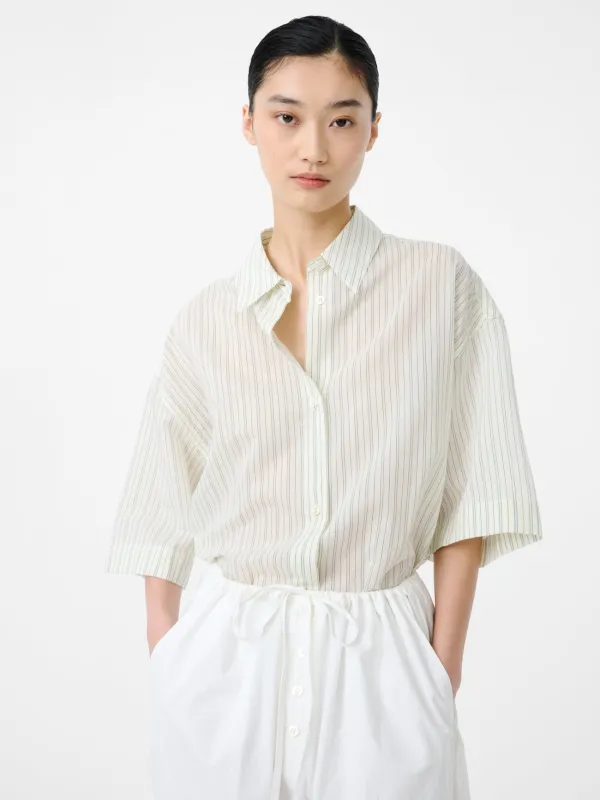 Merle Short Sleeve Shirt in Parchment Stripe made by Studio Nicholson