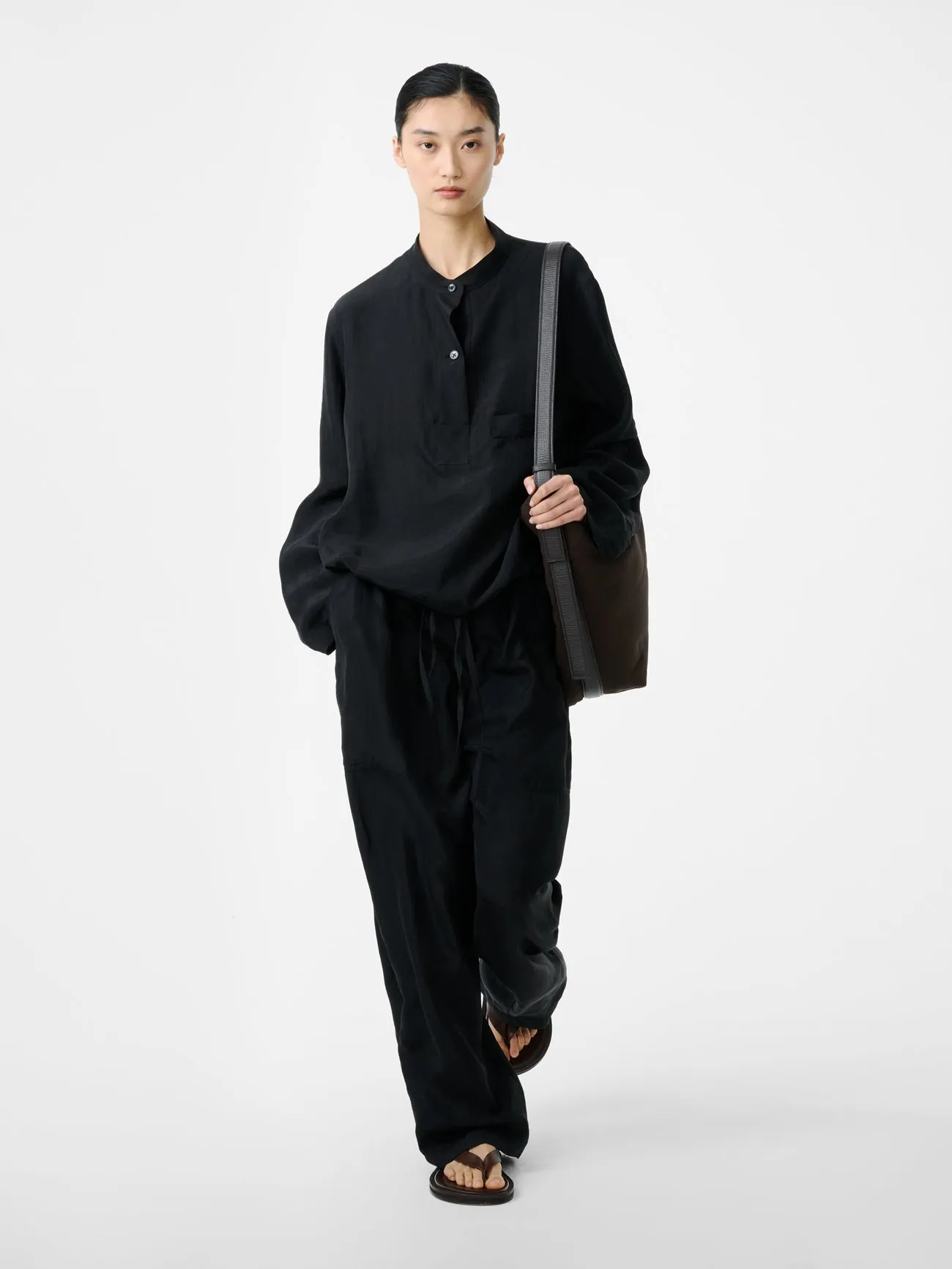 Capel Twill Drawstring Pant in Black sold by Studio Nicholson product image thumbnail 2