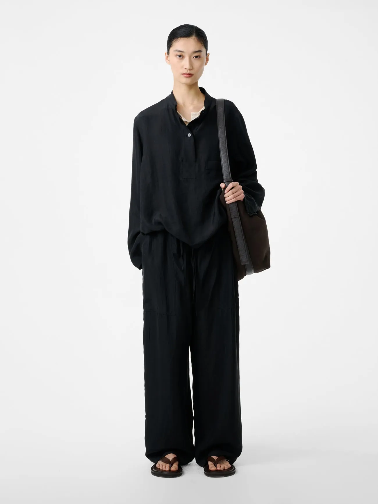 Capel Twill Drawstring Pant in Black sold by Studio Nicholson