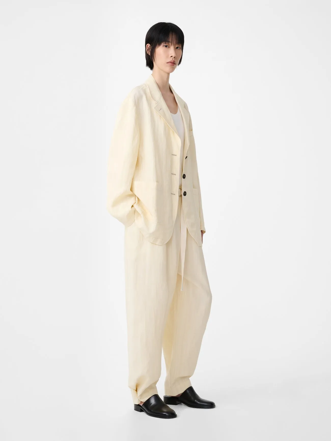 Calvo Belted Pant in Alabaster sold by Studio Nicholson product image thumbnail 2