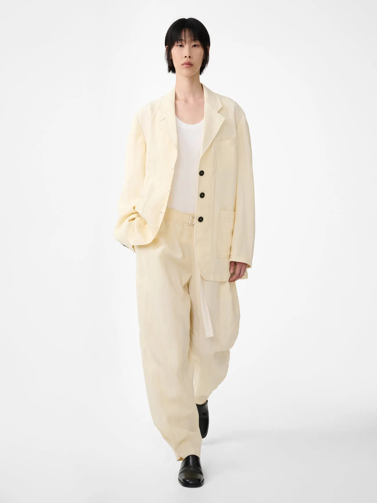 Calvo Belted Pant in Alabaster sold by Studio Nicholson product image thumbnail 3