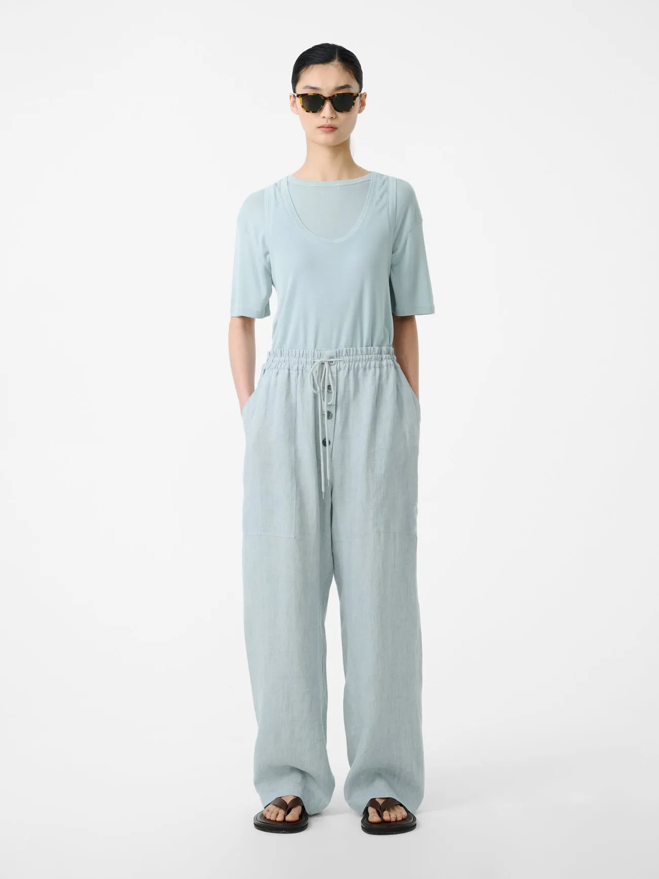 Attis Linen Drawstring Pant in Spearmint sold by Studio Nicholson product image thumbnail 4